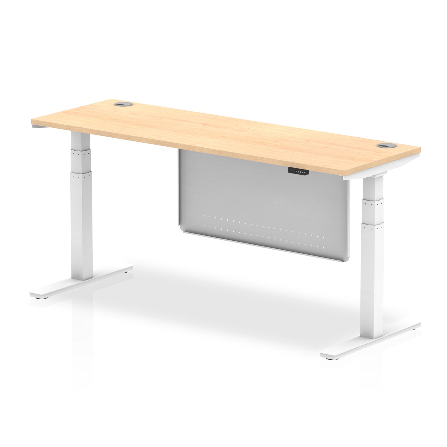 Air Height Adjustable Slimline Desk With Cable Ports With Steel Modesty Panel - 1200mm, 1400mm, 1600mm, 1800mm - Multiple Colour Options