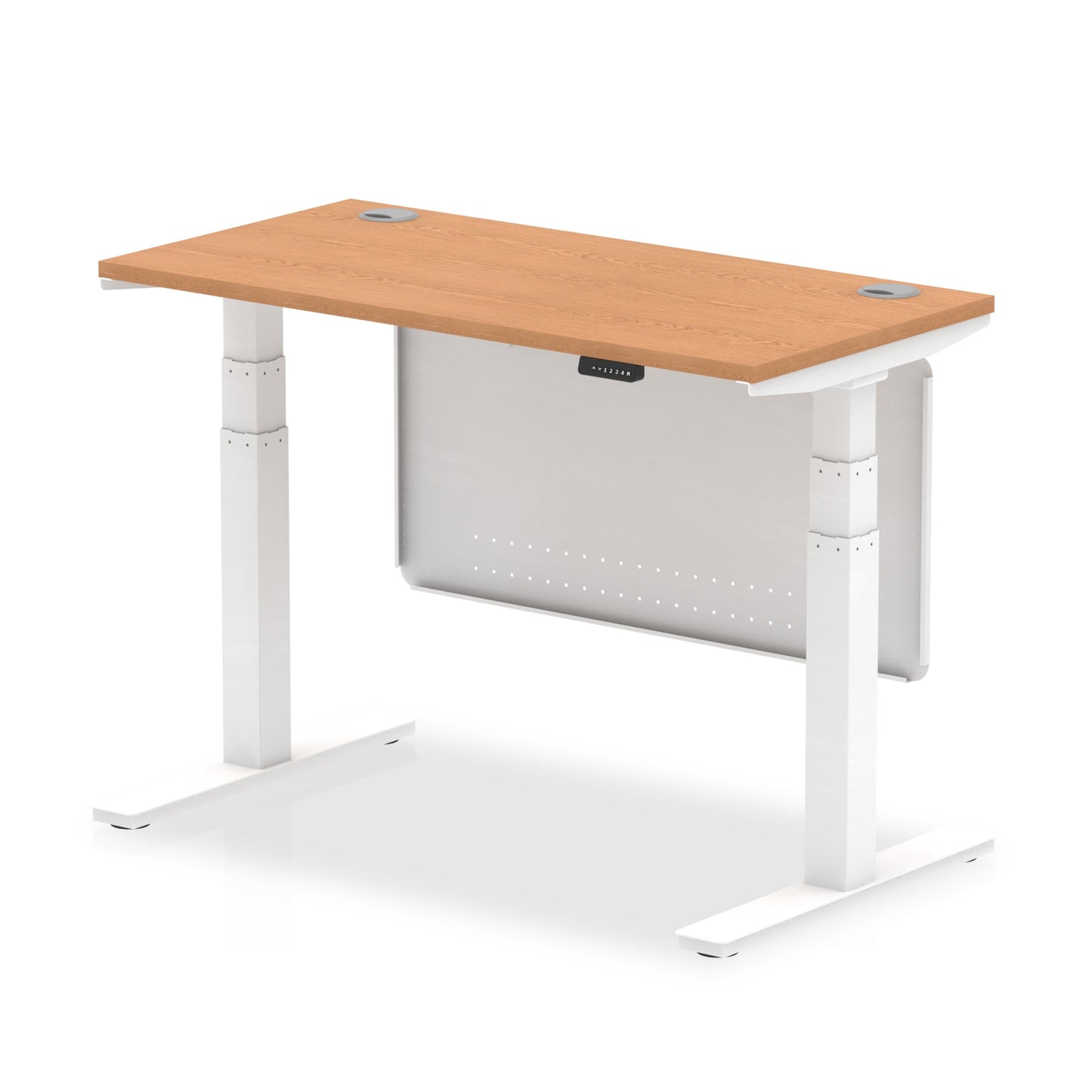 Air Height Adjustable Slimline Desk With Cable Ports With Steel Modesty Panel - 1200mm, 1400mm, 1600mm, 1800mm - Multiple Colour Options