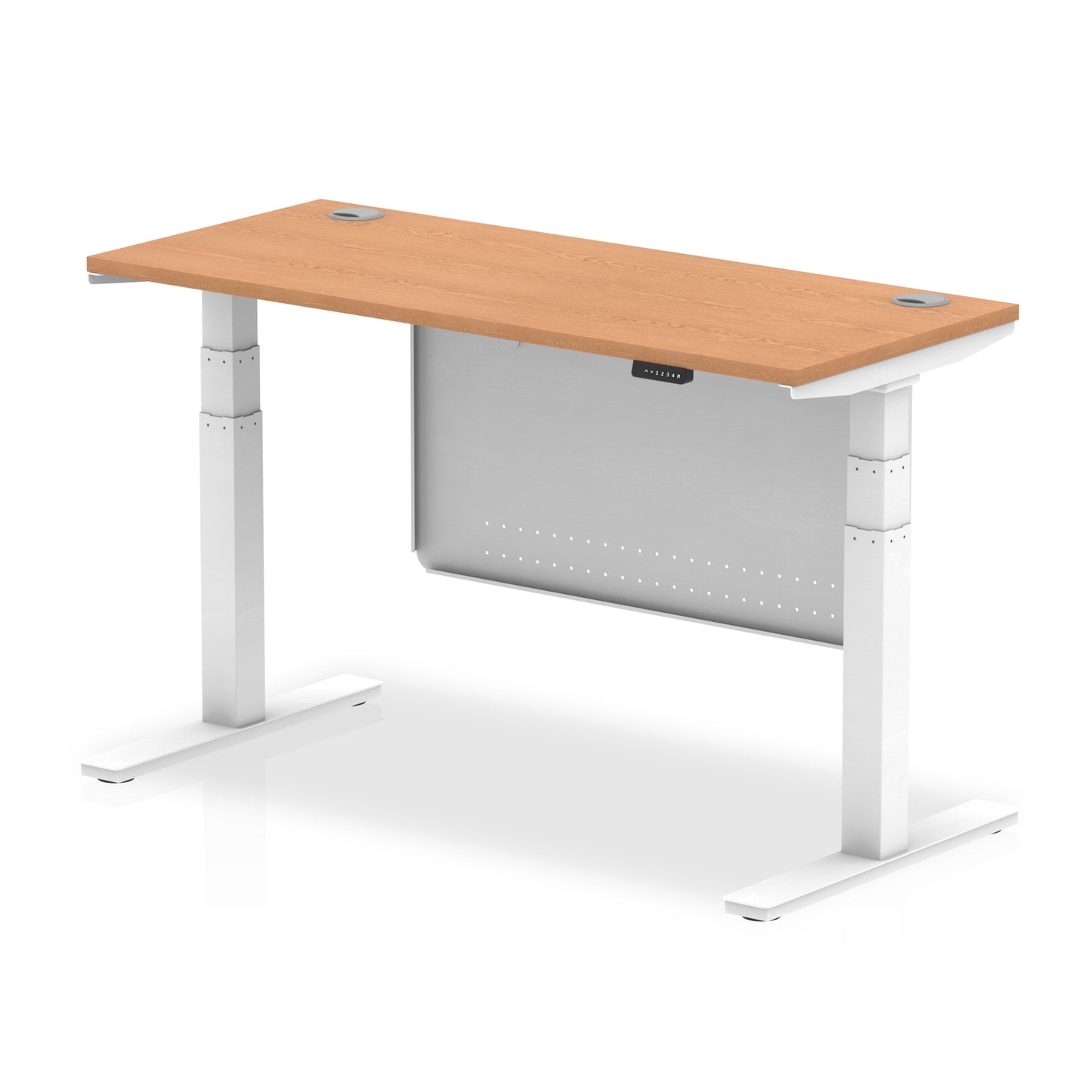 Air Height Adjustable Slimline Desk With Cable Ports With Steel Modesty Panel - 1200mm, 1400mm, 1600mm, 1800mm - Multiple Colour Options