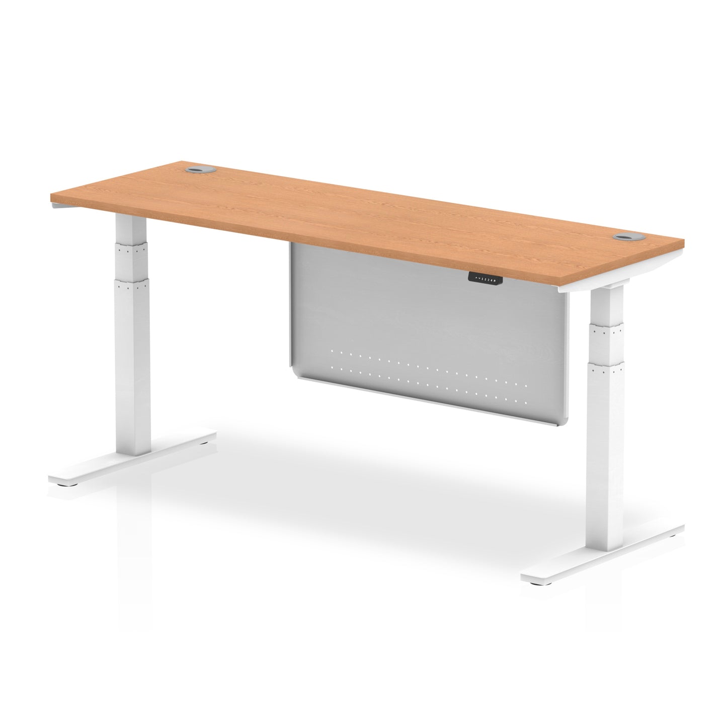 Air Height Adjustable Slimline Desk With Cable Ports With Steel Modesty Panel - 1200mm, 1400mm, 1600mm, 1800mm - Multiple Colour Options