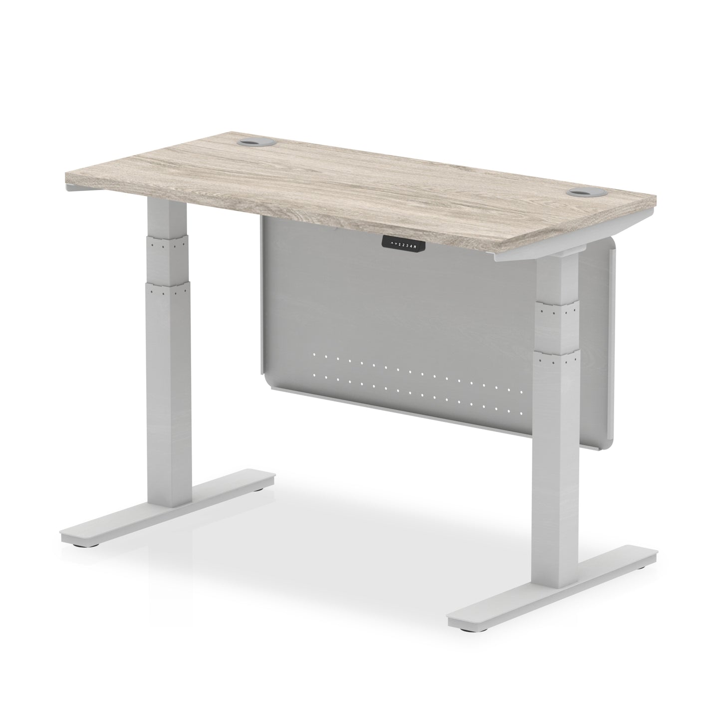 Air Height Adjustable Slimline Desk With Cable Ports With Steel Modesty Panel - 1200mm, 1400mm, 1600mm, 1800mm - Multiple Colour Options