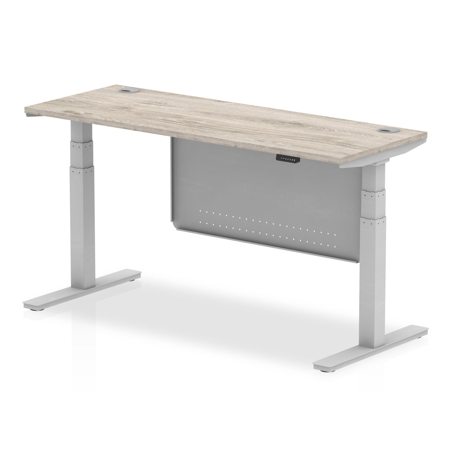 Air Height Adjustable Slimline Desk With Cable Ports With Steel Modesty Panel - 1200mm, 1400mm, 1600mm, 1800mm - Multiple Colour Options