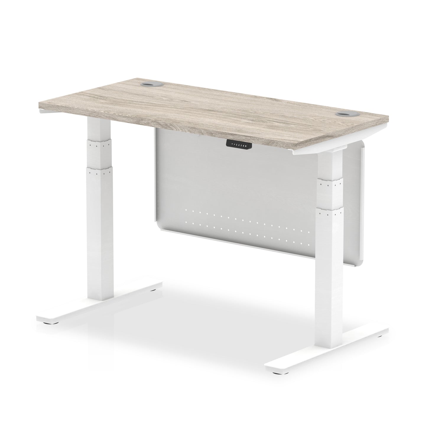 Air Height Adjustable Slimline Desk With Cable Ports With Steel Modesty Panel - 1200mm, 1400mm, 1600mm, 1800mm - Multiple Colour Options