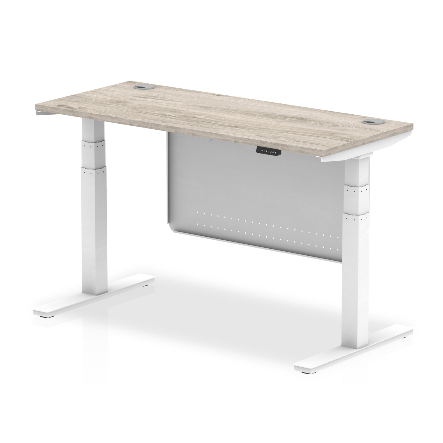 Air Height Adjustable Slimline Desk With Cable Ports With Steel Modesty Panel - 1200mm, 1400mm, 1600mm, 1800mm - Multiple Colour Options