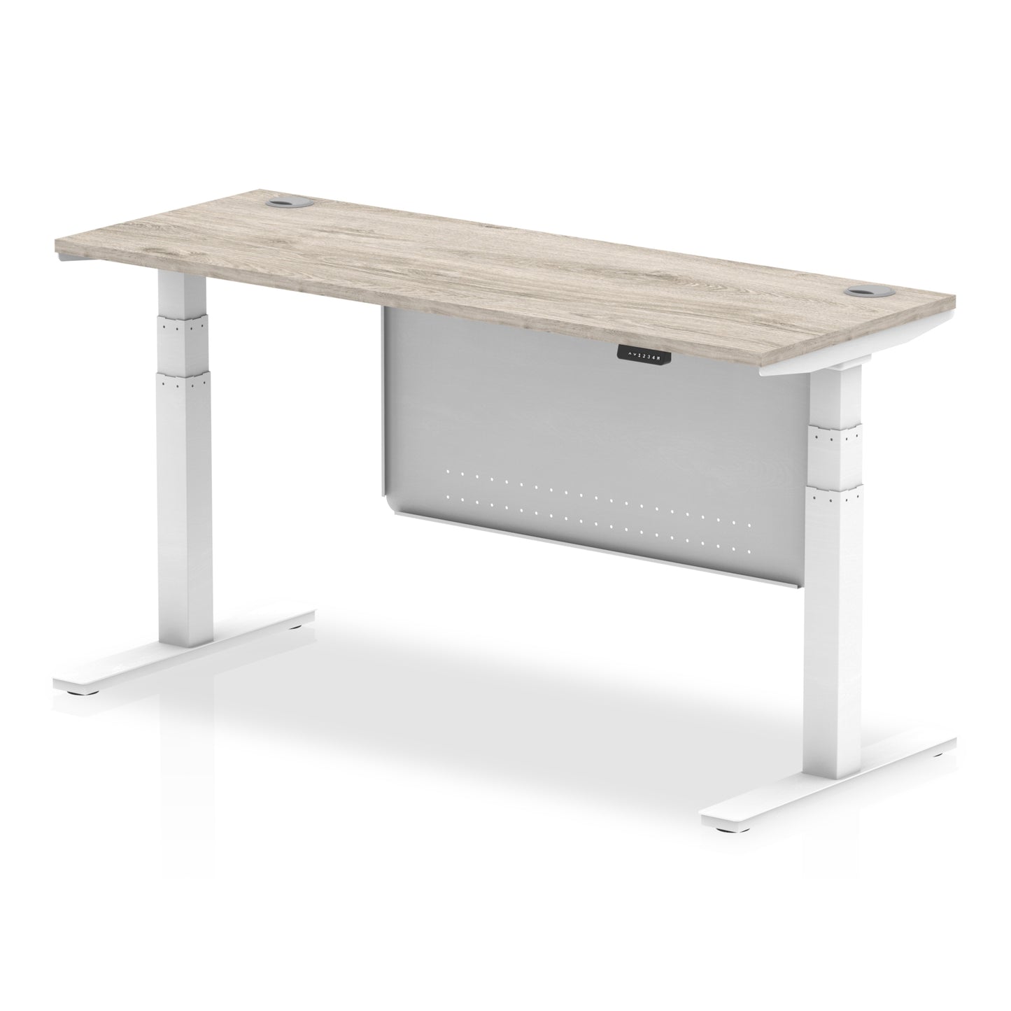 Air Height Adjustable Slimline Desk With Cable Ports With Steel Modesty Panel - 1200mm, 1400mm, 1600mm, 1800mm - Multiple Colour Options