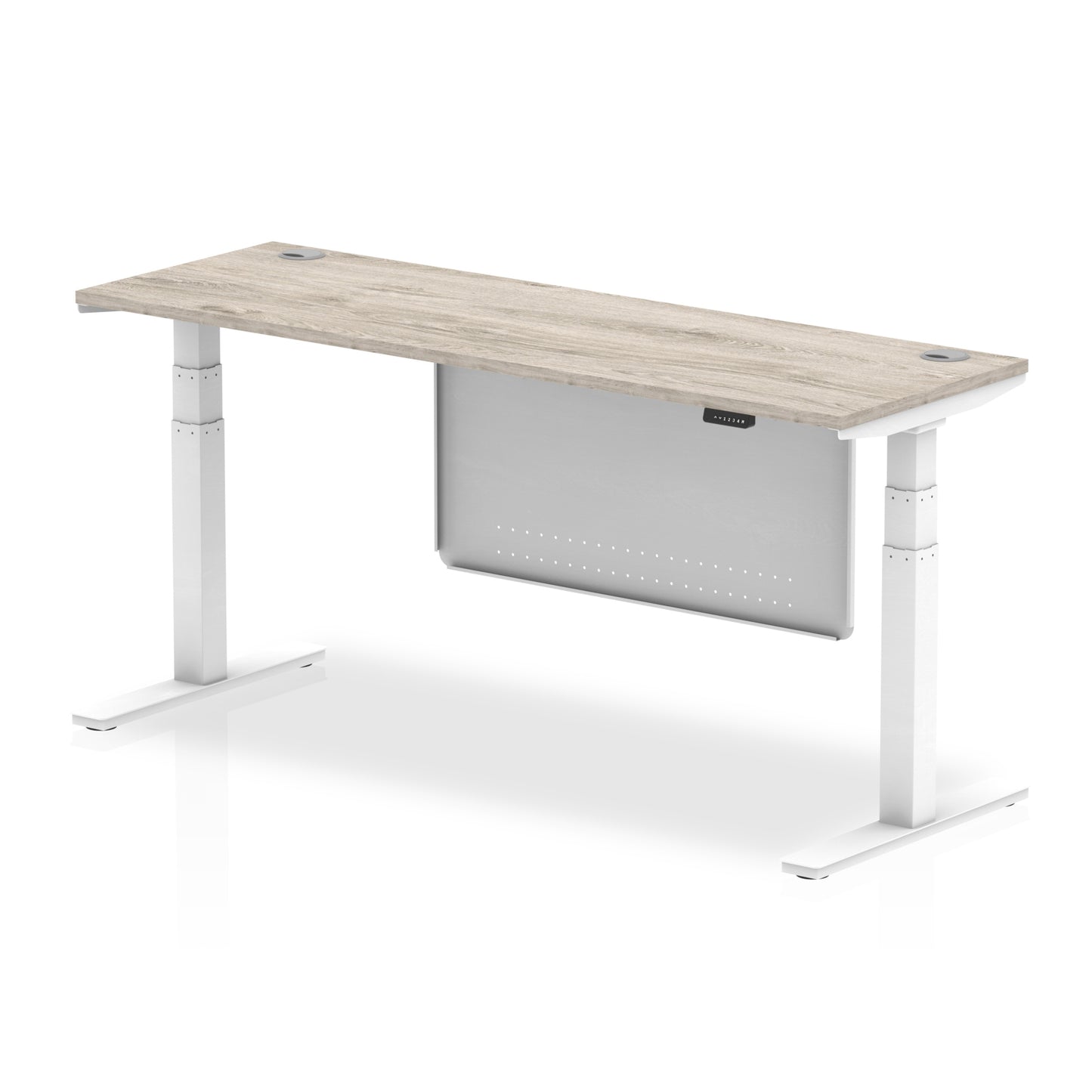 Air Height Adjustable Slimline Desk With Cable Ports With Steel Modesty Panel - 1200mm, 1400mm, 1600mm, 1800mm - Multiple Colour Options