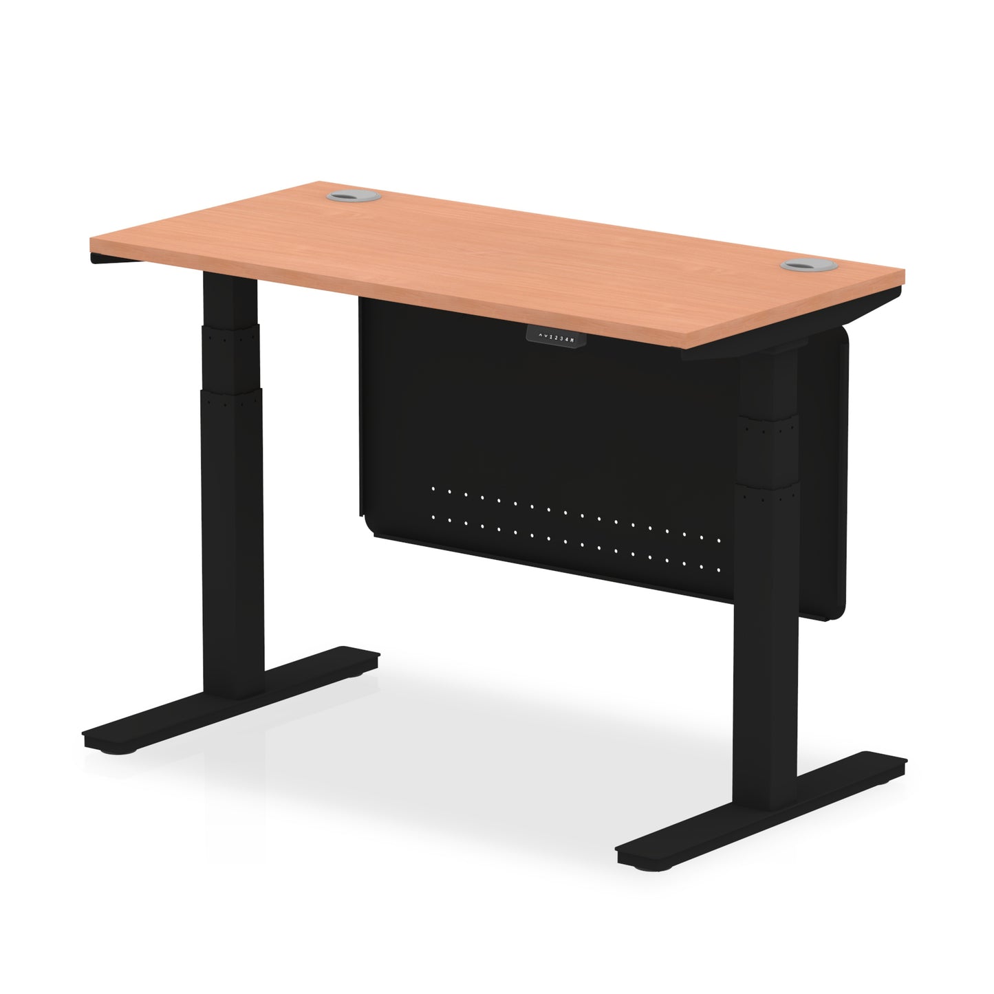 Air Height Adjustable Slimline Desk With Cable Ports With Steel Modesty Panel - 1200mm, 1400mm, 1600mm, 1800mm - Multiple Colour Options