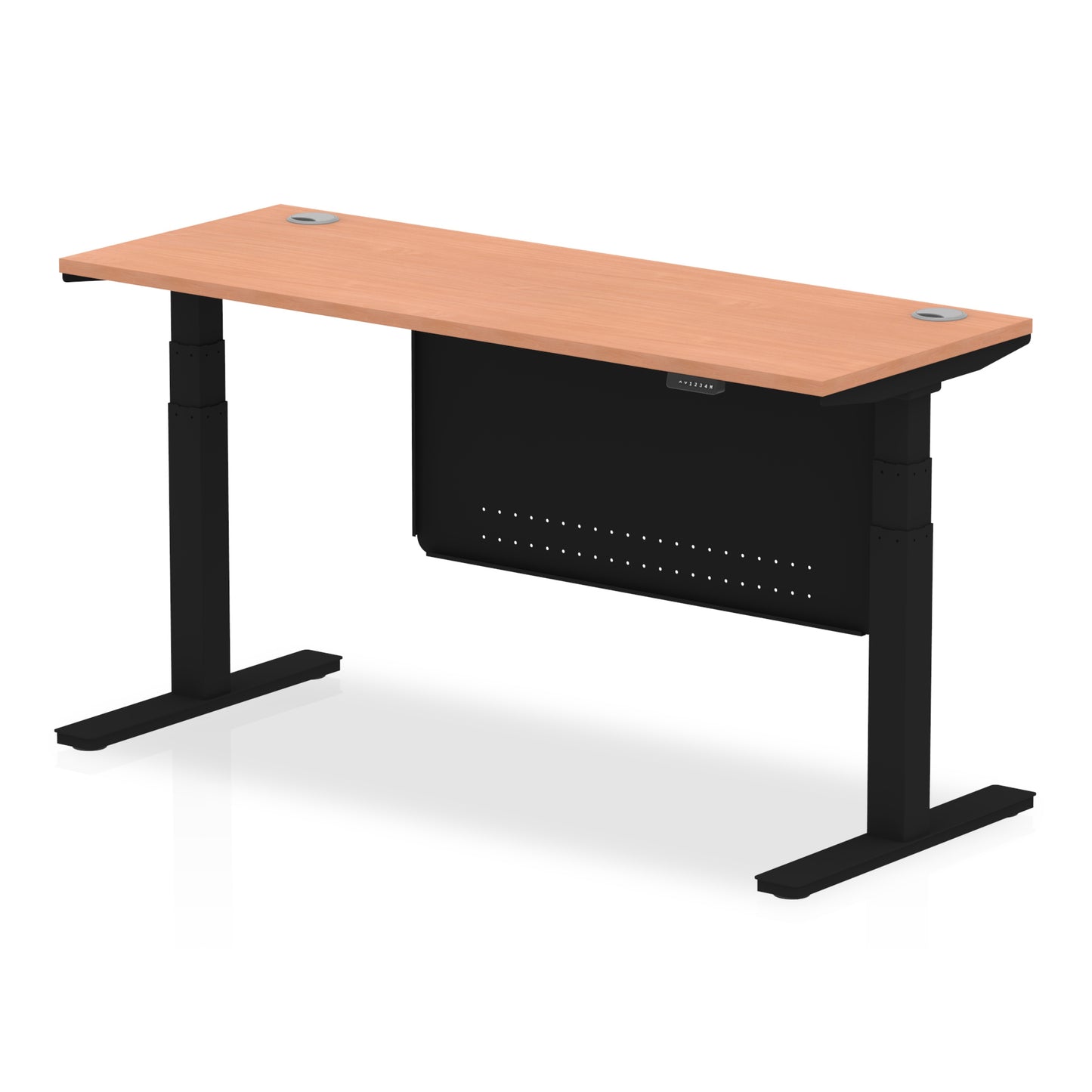 Air Height Adjustable Slimline Desk With Cable Ports With Steel Modesty Panel - 1200mm, 1400mm, 1600mm, 1800mm - Multiple Colour Options