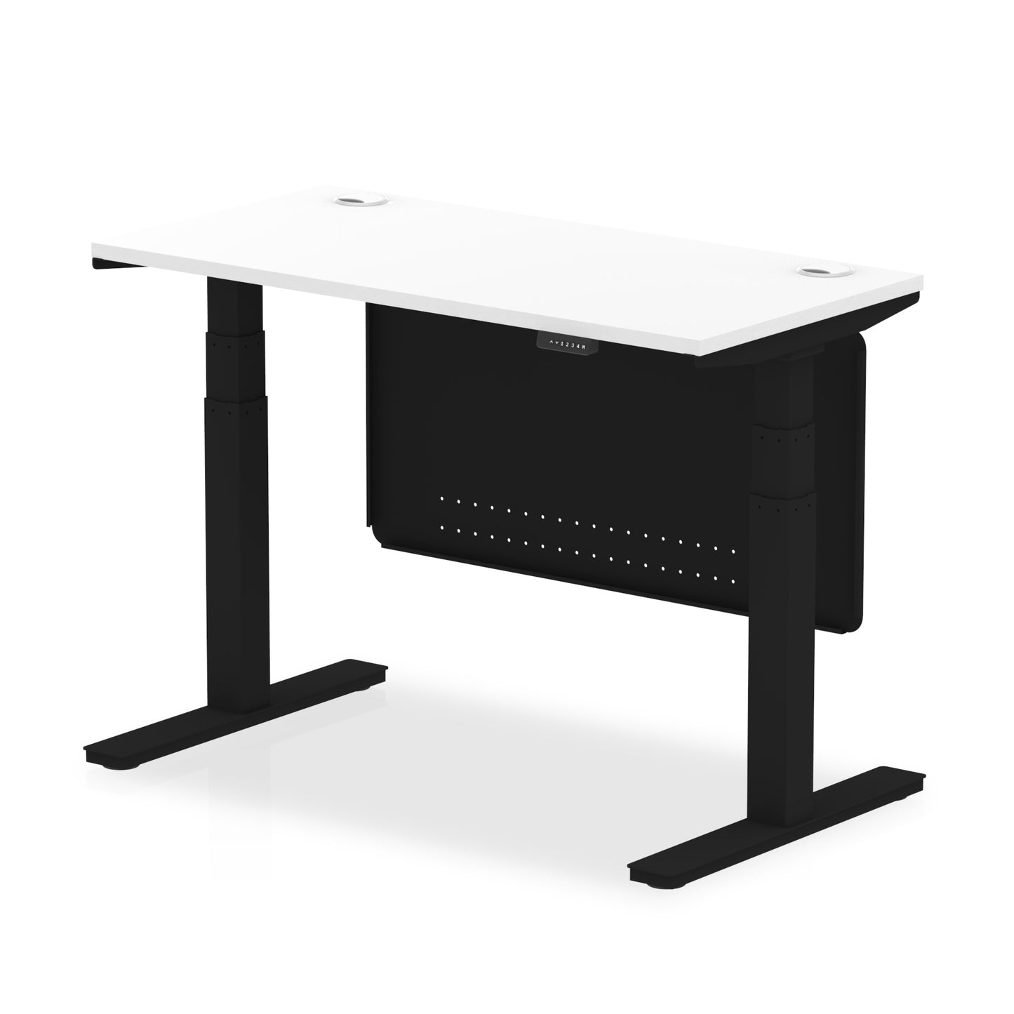 Air Height Adjustable Slimline Desk With Cable Ports With Steel Modesty Panel - 1200mm, 1400mm, 1600mm, 1800mm - Multiple Colour Options