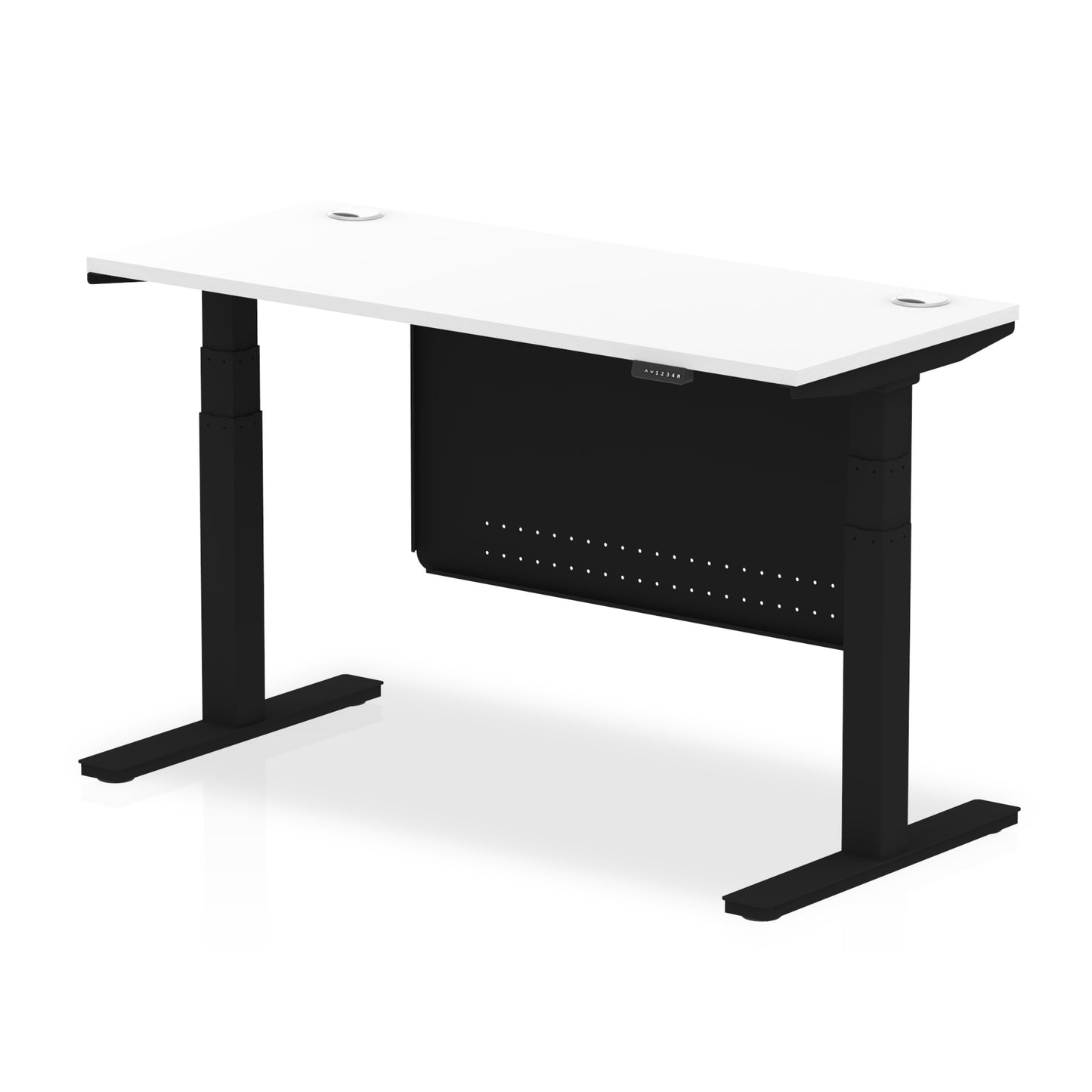 Air Height Adjustable Slimline Desk With Cable Ports With Steel Modesty Panel - 1200mm, 1400mm, 1600mm, 1800mm - Multiple Colour Options