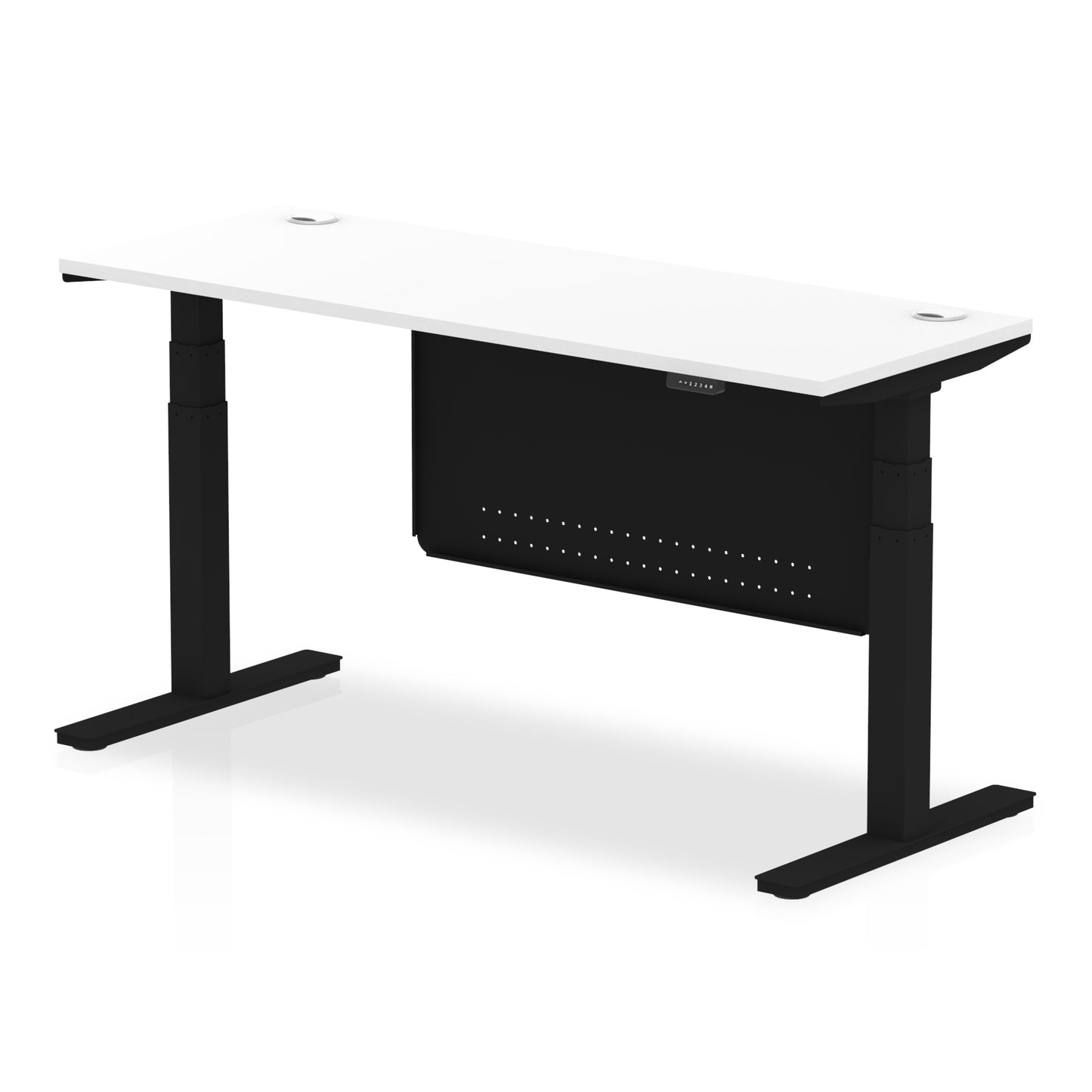 Air Height Adjustable Slimline Desk With Cable Ports With Steel Modesty Panel - 1200mm, 1400mm, 1600mm, 1800mm - Multiple Colour Options