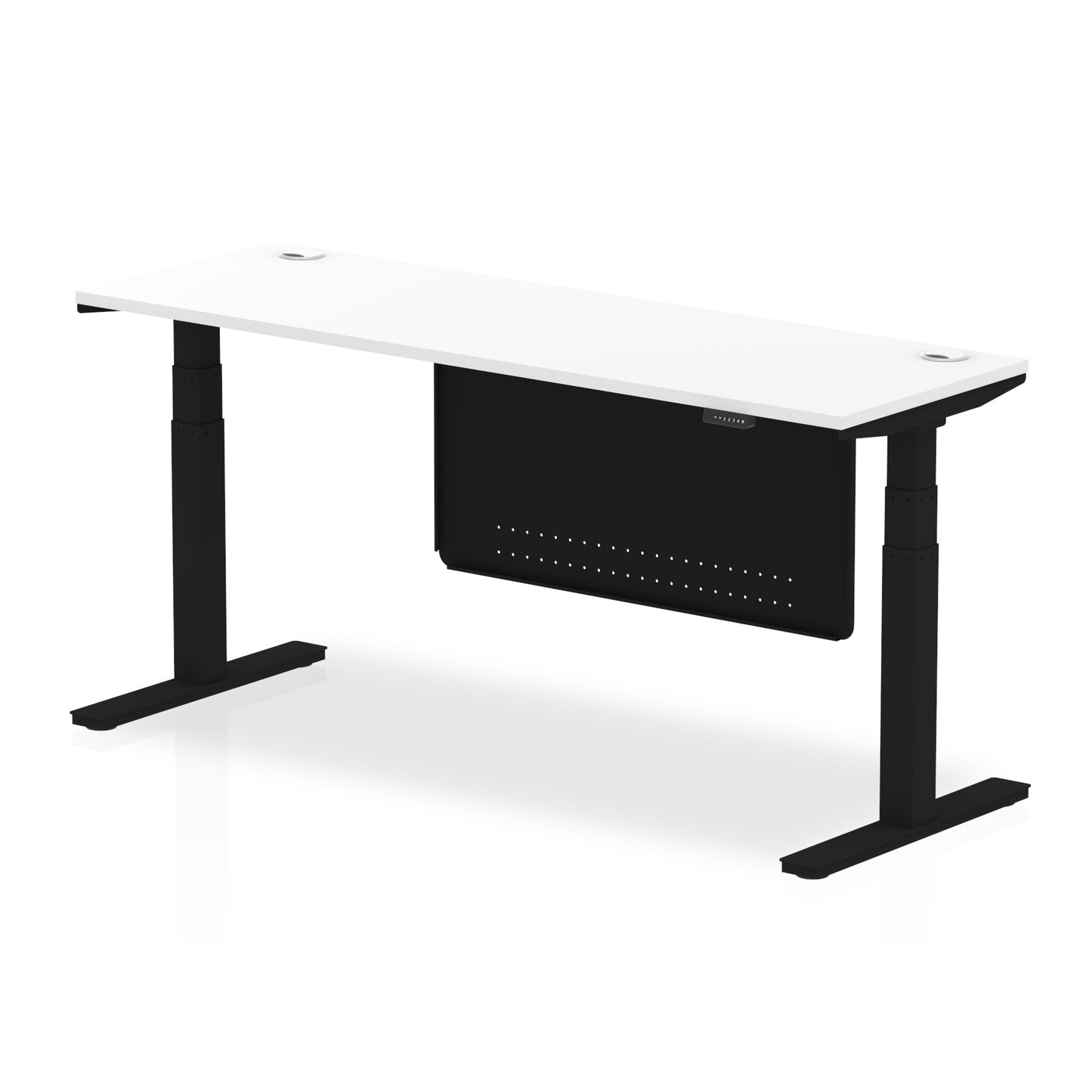 Air Height Adjustable Slimline Desk With Cable Ports With Steel Modesty Panel - 1200mm, 1400mm, 1600mm, 1800mm - Multiple Colour Options