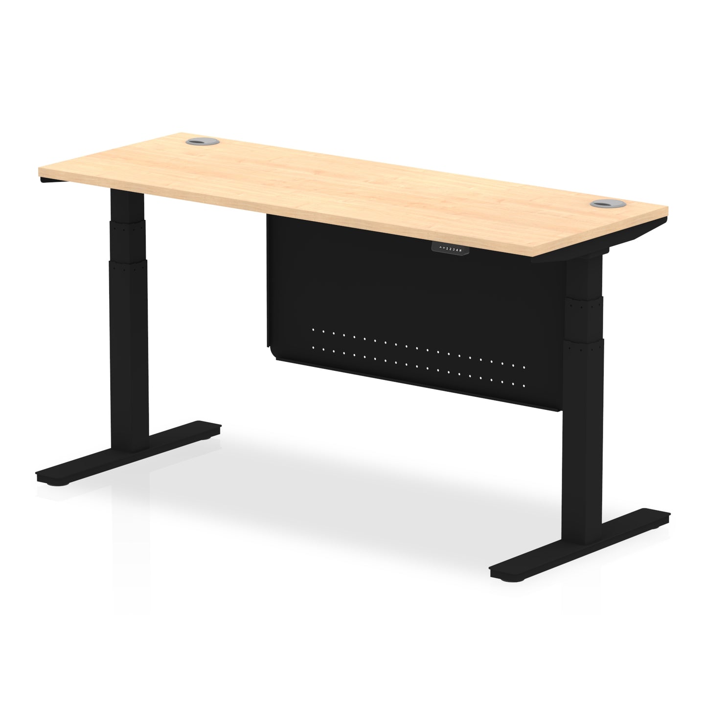 Air Height Adjustable Slimline Desk With Cable Ports With Steel Modesty Panel - 1200mm, 1400mm, 1600mm, 1800mm - Multiple Colour Options