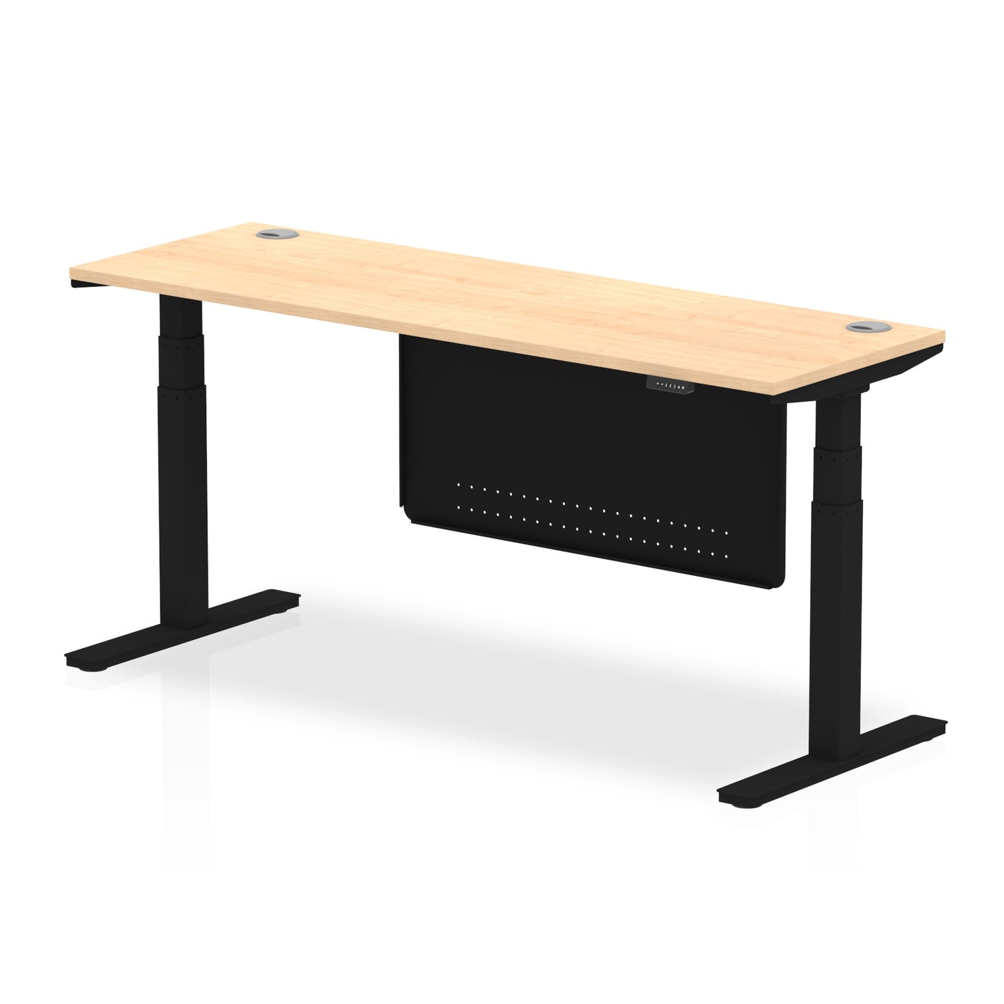 Air Height Adjustable Slimline Desk With Cable Ports With Steel Modesty Panel - 1200mm, 1400mm, 1600mm, 1800mm - Multiple Colour Options