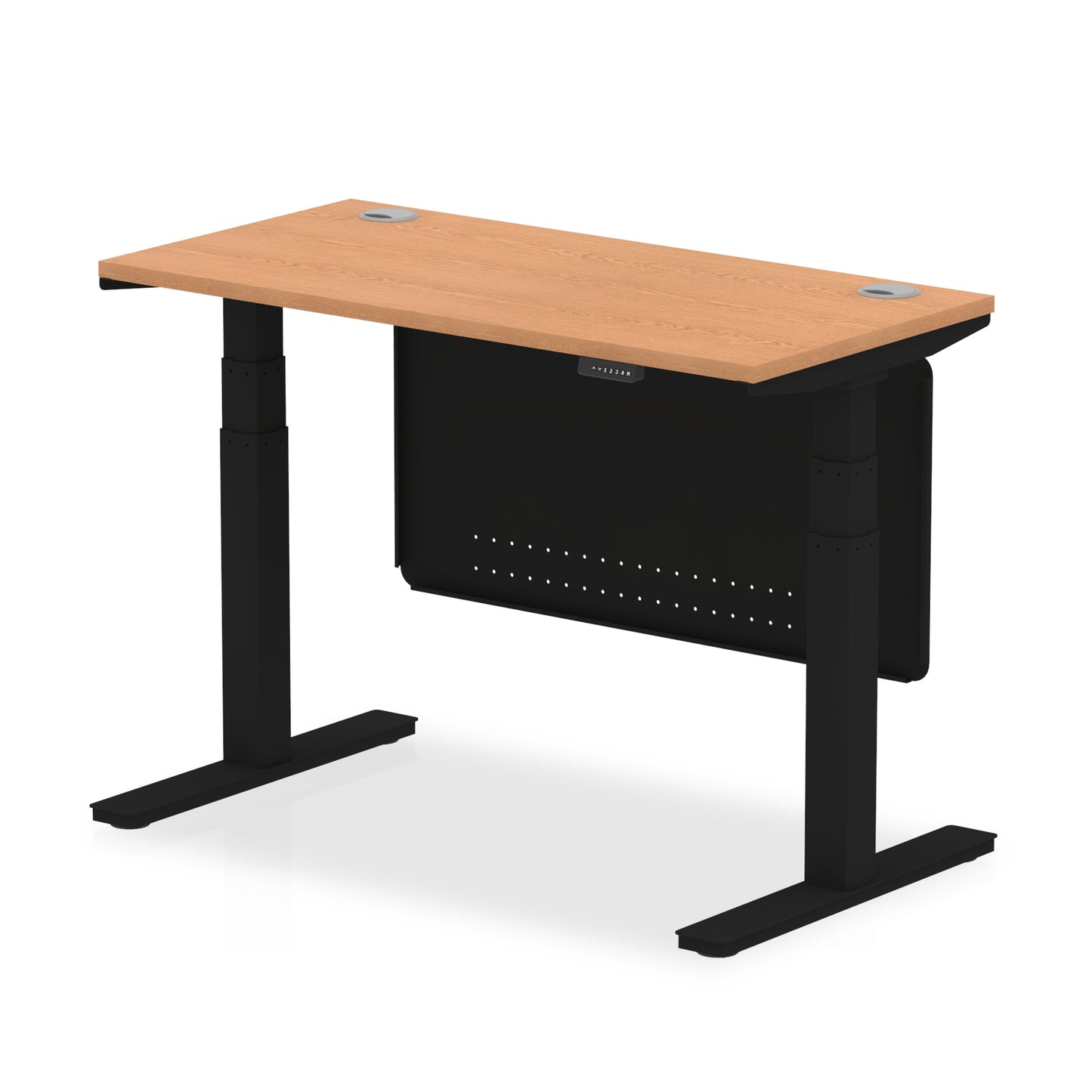 Air Height Adjustable Slimline Desk With Cable Ports With Steel Modesty Panel - 1200mm, 1400mm, 1600mm, 1800mm - Multiple Colour Options