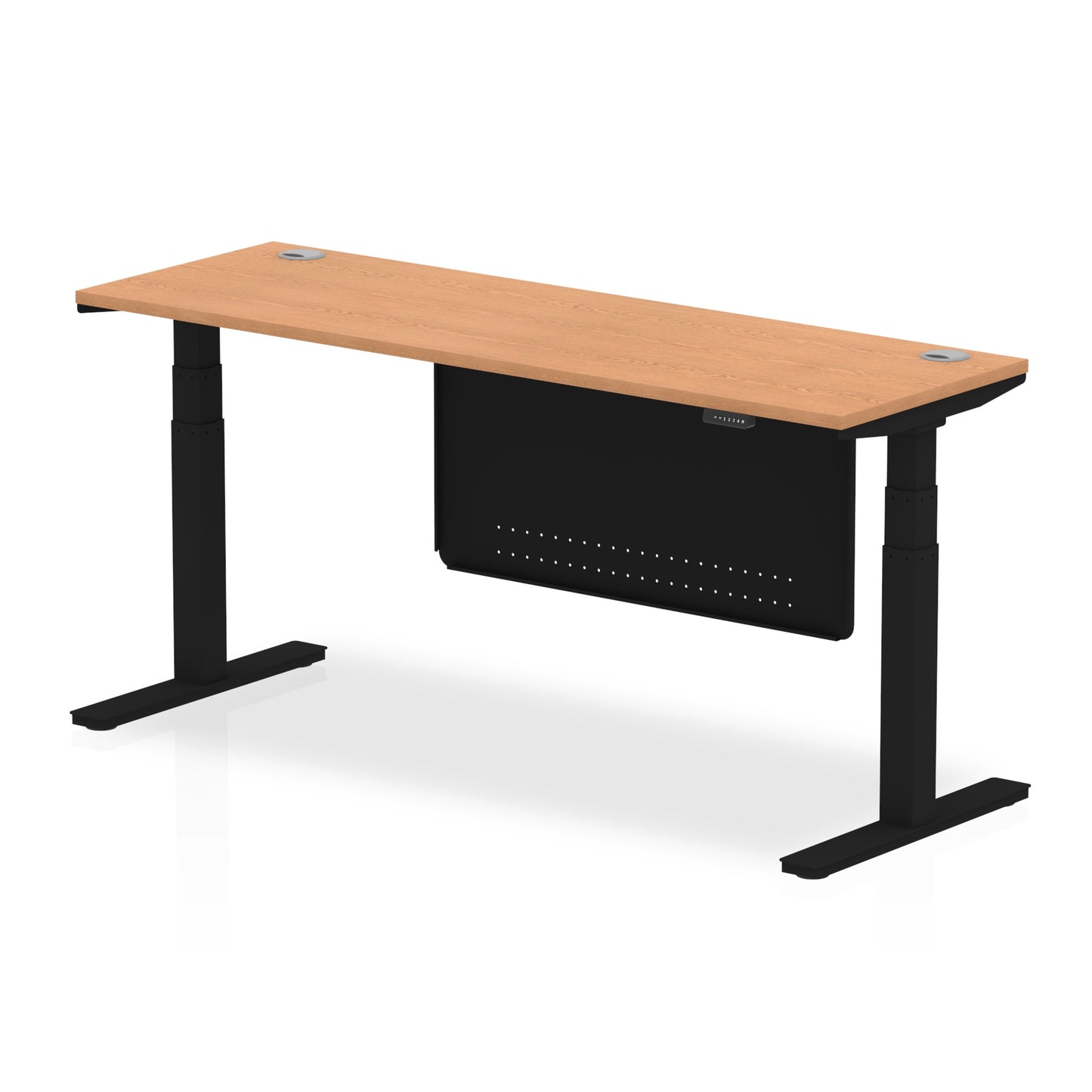 Air Height Adjustable Slimline Desk With Cable Ports With Steel Modesty Panel - 1200mm, 1400mm, 1600mm, 1800mm - Multiple Colour Options