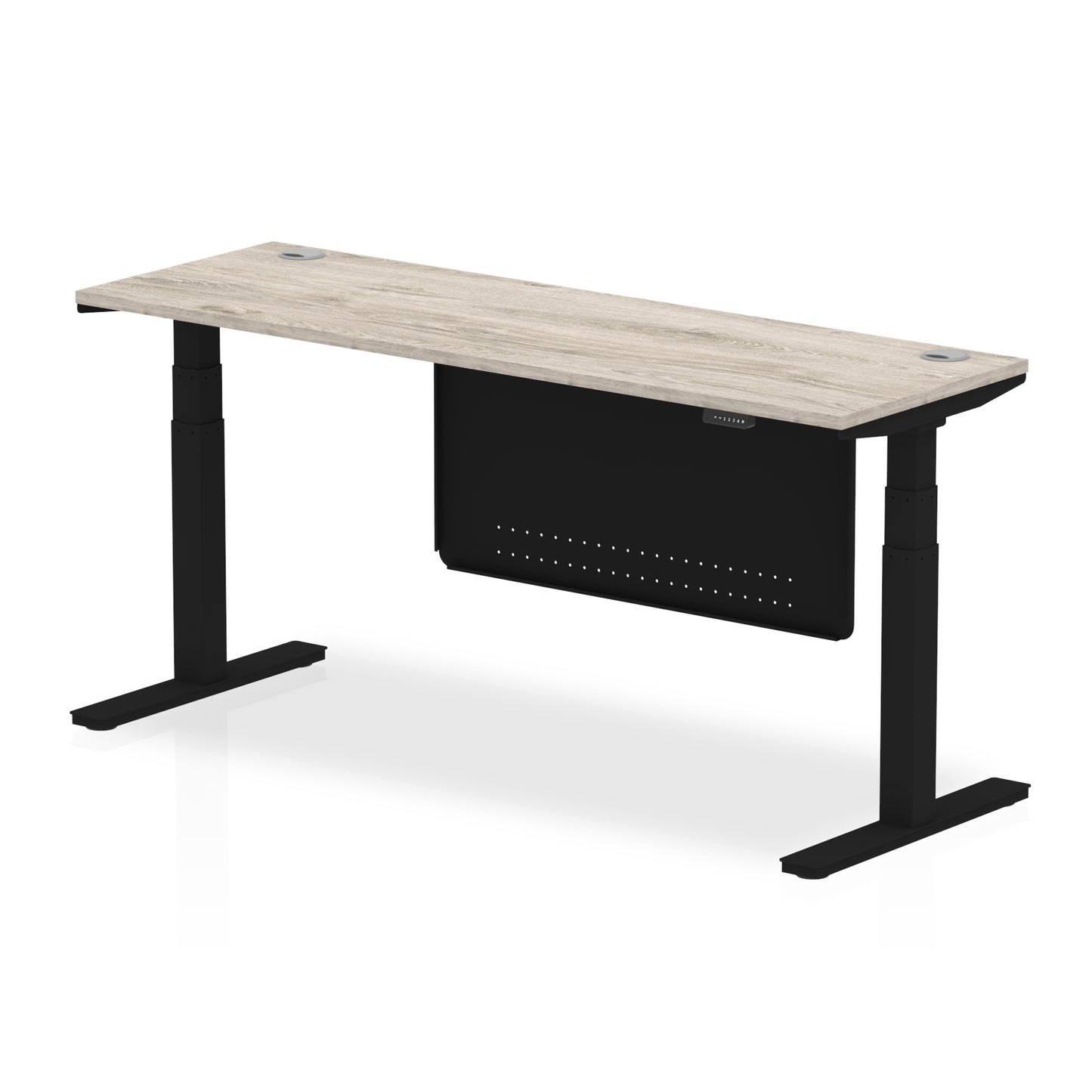 Air Height Adjustable Slimline Desk With Cable Ports With Steel Modesty Panel - 1200mm, 1400mm, 1600mm, 1800mm - Multiple Colour Options