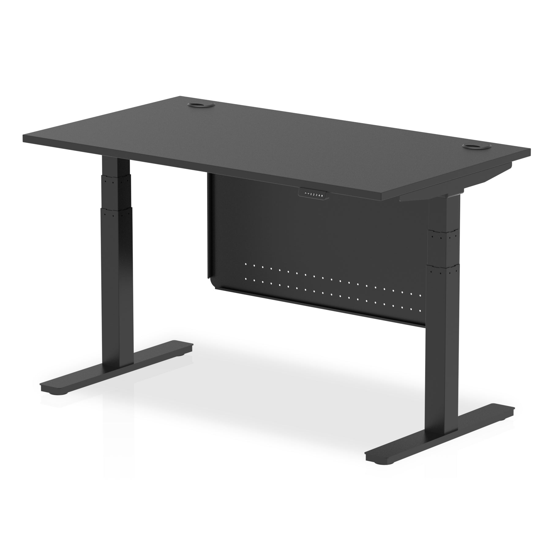 Air Height Adjustable Black Series Desk with Cable Ports with Steel Modesty Panel - 1200mm, 1400mm, 1600mm, 1800mm - Multiple Colour Options