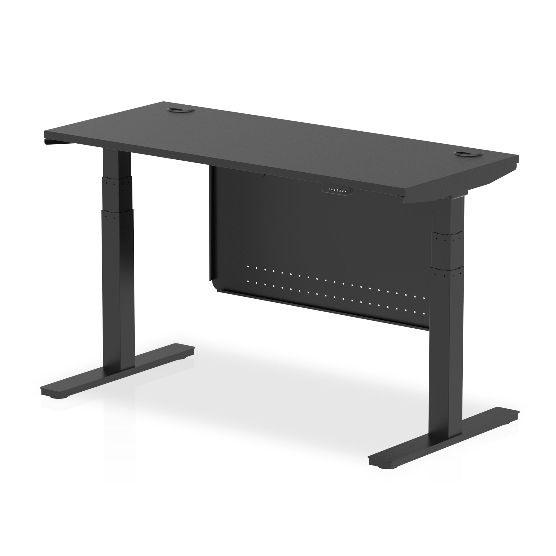 Air Height Adjustable Black Series Slimline Desk with Cable Ports with Steel Modesty Panel - 1200mm, 1400mm, 1600mm, 1800mm - Multiple Colour Options