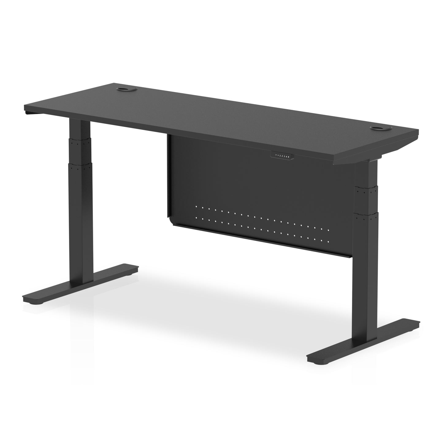 Air Height Adjustable Black Series Slimline Desk with Cable Ports with Steel Modesty Panel - 1200mm, 1400mm, 1600mm, 1800mm - Multiple Colour Options