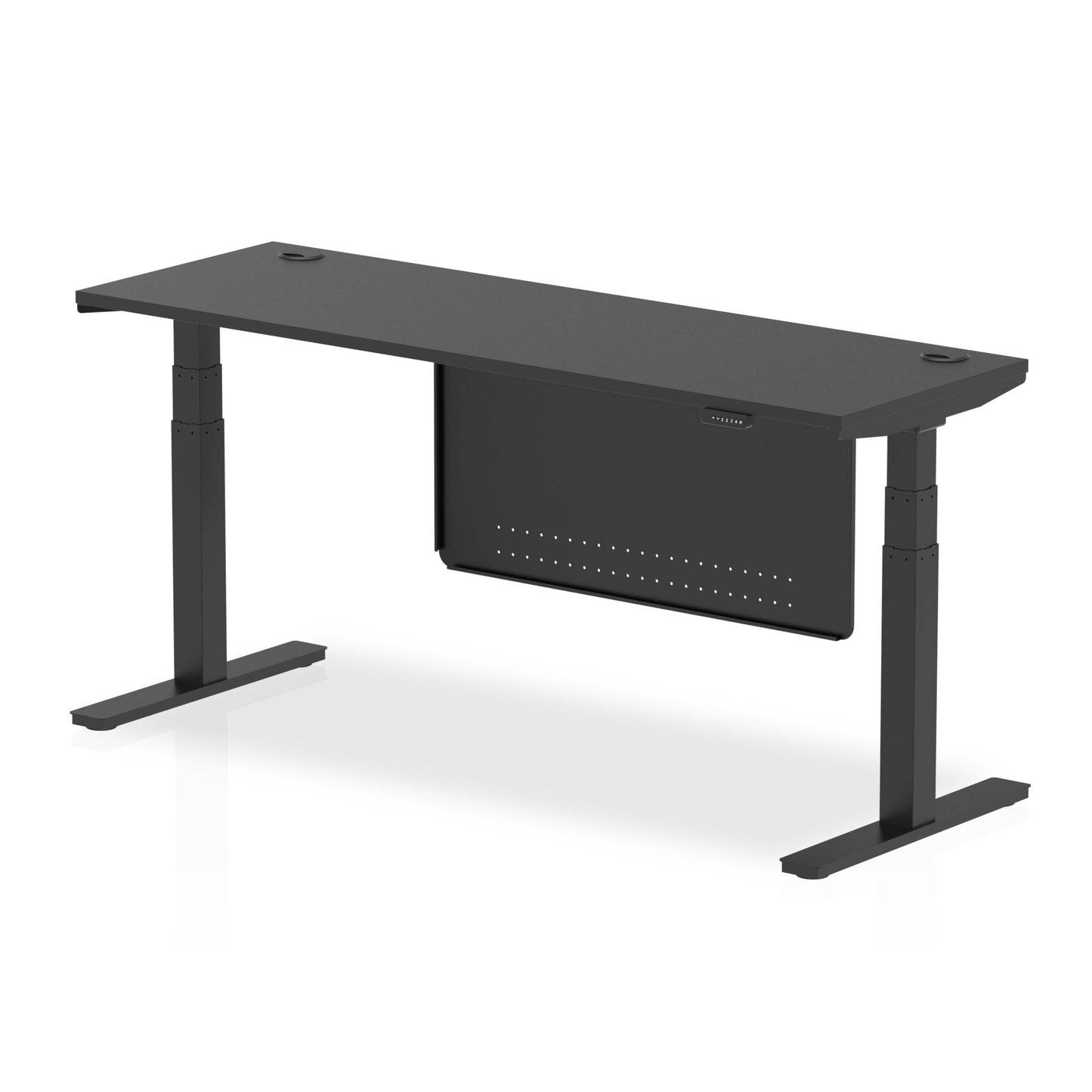 Air Height Adjustable Black Series Slimline Desk with Cable Ports with Steel Modesty Panel - 1200mm, 1400mm, 1600mm, 1800mm - Multiple Colour Options