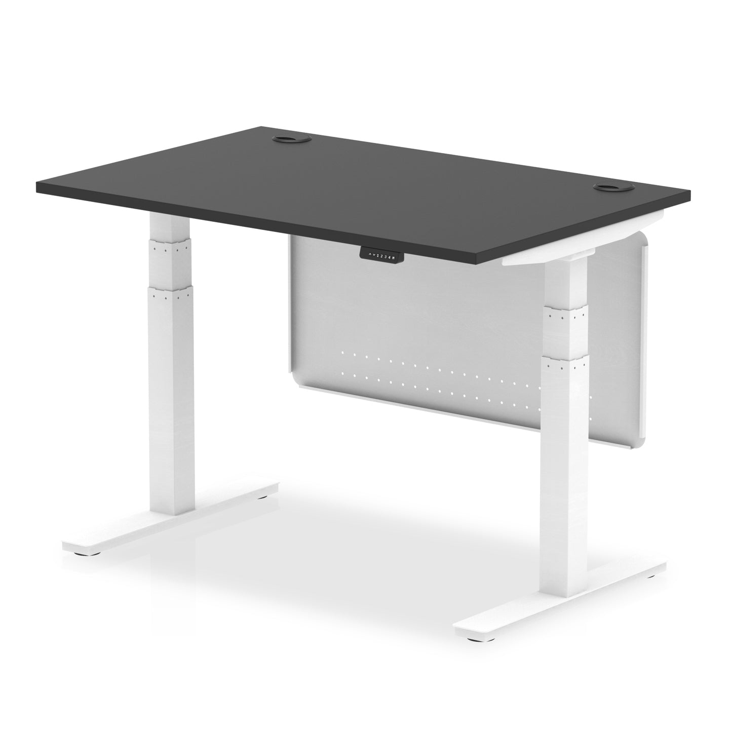 Air Height Adjustable Black Series Desk with Cable Ports with Steel Modesty Panel - 1200mm, 1400mm, 1600mm, 1800mm - Multiple Colour Options