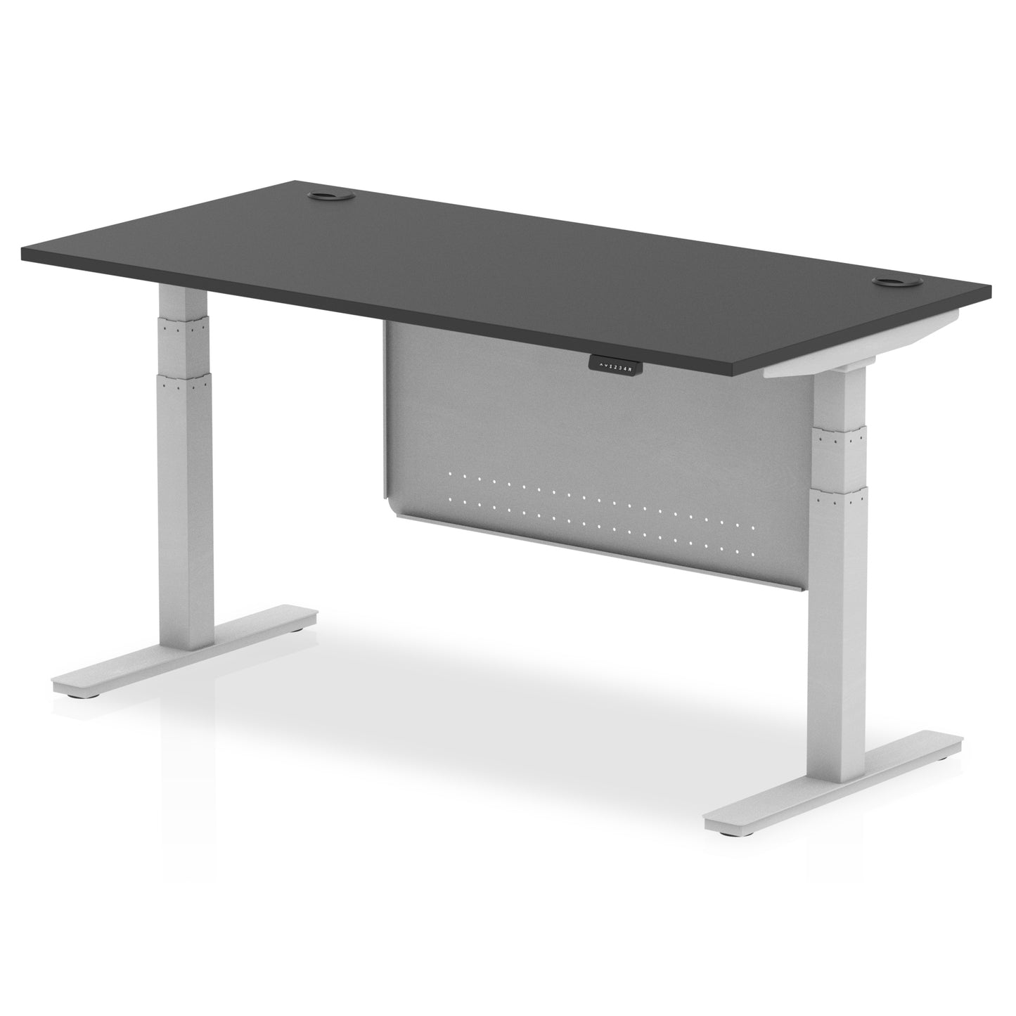 Air Height Adjustable Black Series Desk with Cable Ports with Steel Modesty Panel - 1200mm, 1400mm, 1600mm, 1800mm - Multiple Colour Options