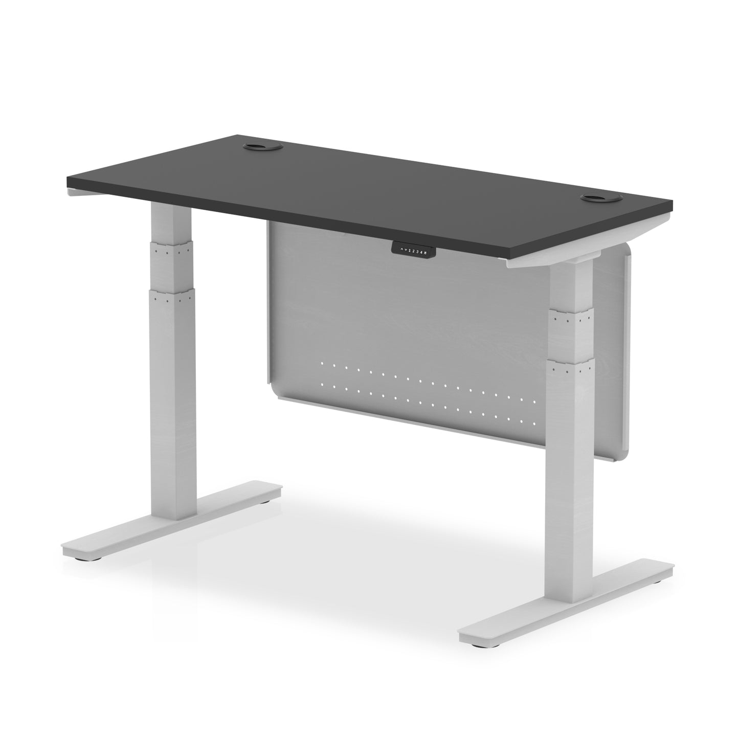 Air Height Adjustable Black Series Slimline Desk with Cable Ports with Steel Modesty Panel - 1200mm, 1400mm, 1600mm, 1800mm - Multiple Colour Options