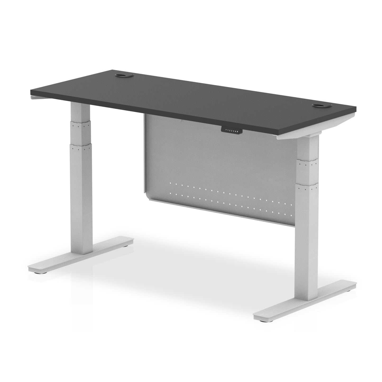 Air Height Adjustable Black Series Slimline Desk with Cable Ports with Steel Modesty Panel - 1200mm, 1400mm, 1600mm, 1800mm - Multiple Colour Options