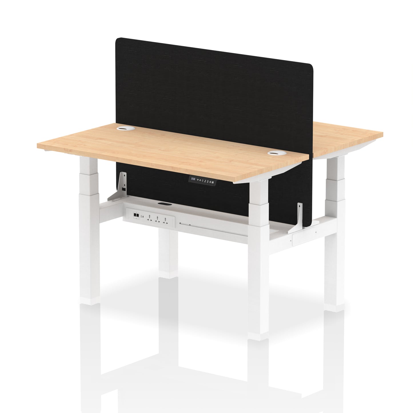 Air Back-to-Back Slimline Height Adjustable Bench Desk - 2 Person with Black Straight Screen - 1200mm, 1400mm, 1600mm, 1800mm - Multiple Colour Options