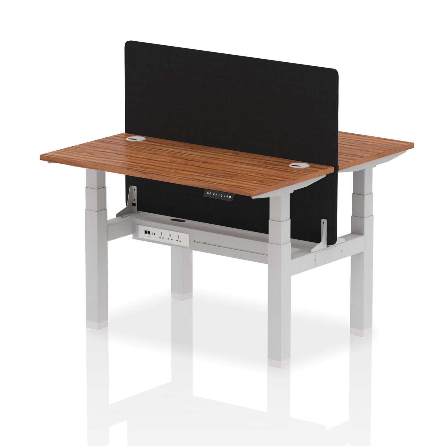 Air Back-to-Back Slimline Height Adjustable Bench Desk - 2 Person with Black Straight Screen - 1200mm, 1400mm, 1600mm, 1800mm - Multiple Colour Options