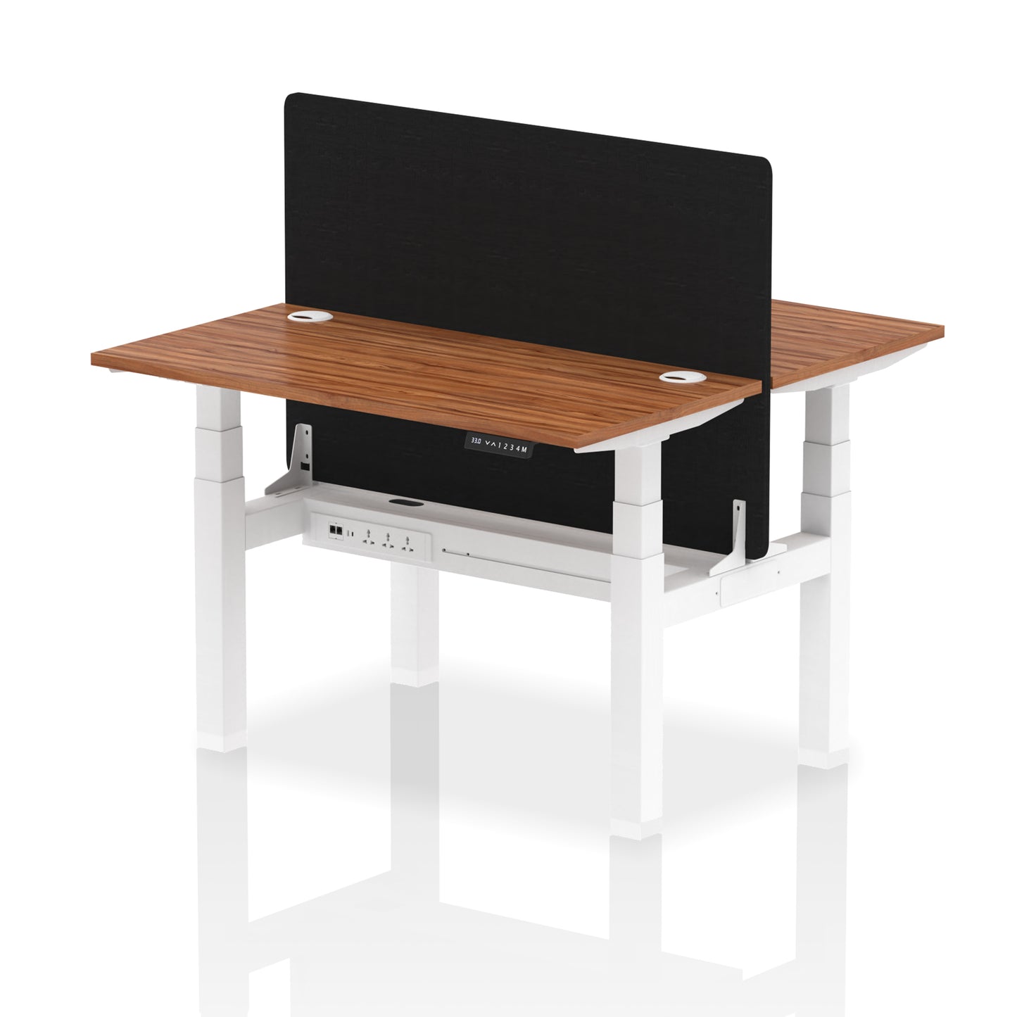Air Back-to-Back Slimline Height Adjustable Bench Desk - 2 Person with Black Straight Screen - 1200mm, 1400mm, 1600mm, 1800mm - Multiple Colour Options
