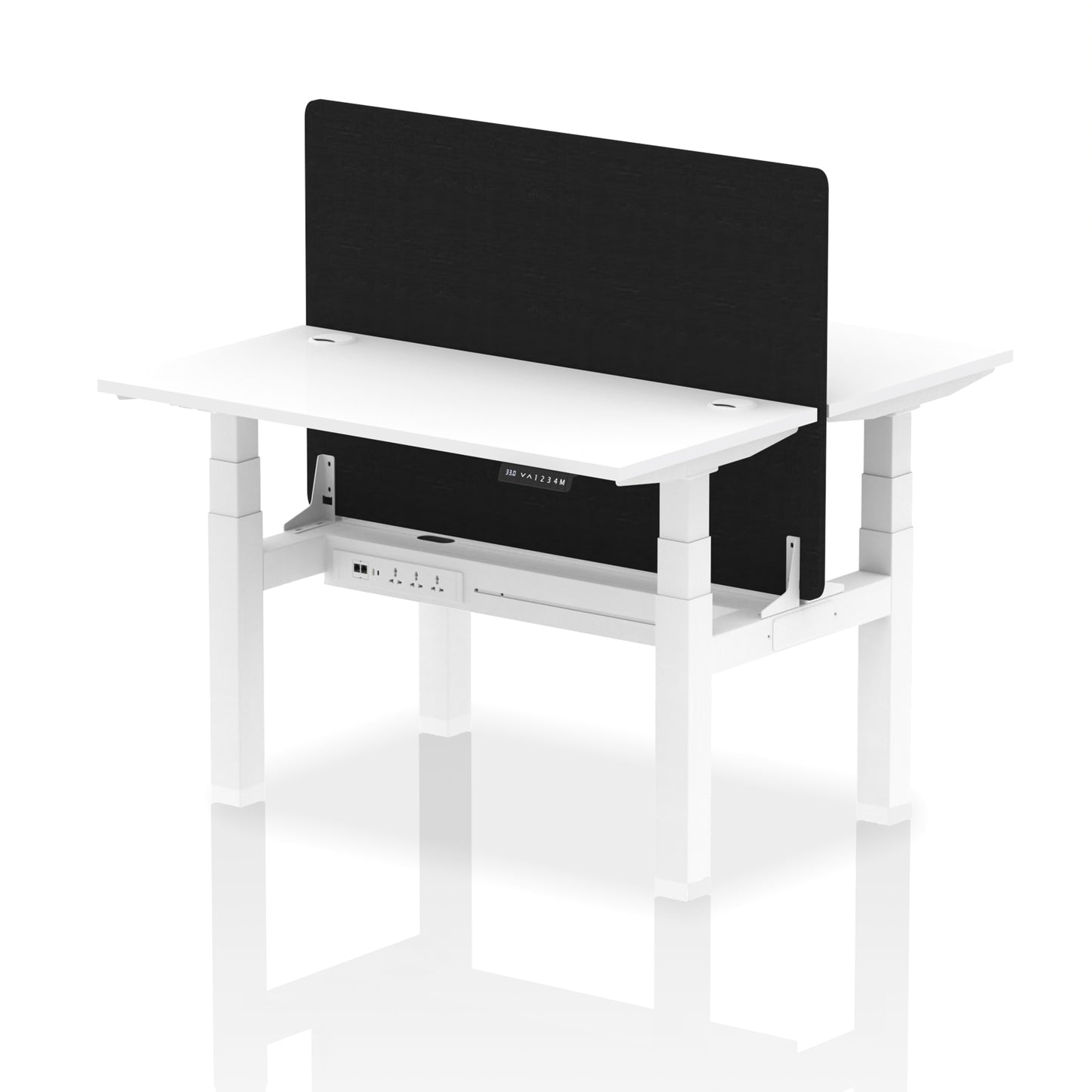Air Back-to-Back Slimline Height Adjustable Bench Desk - 2 Person with Black Straight Screen - 1200mm, 1400mm, 1600mm, 1800mm - Multiple Colour Options