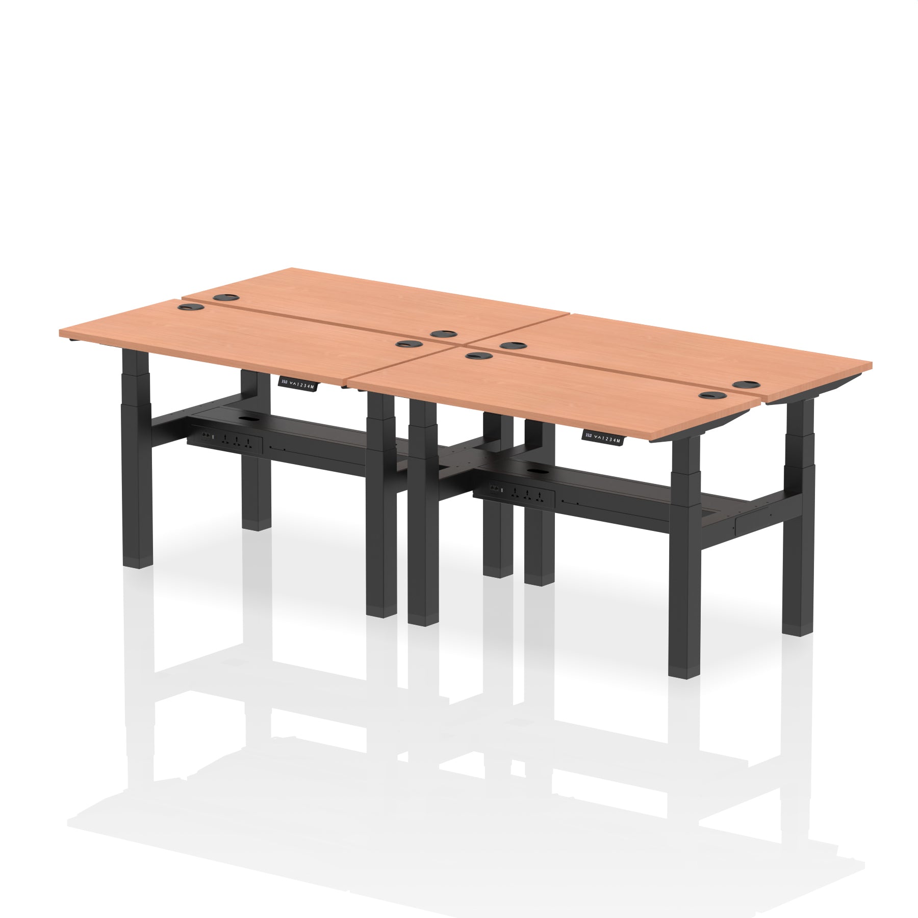 Air Back-to-Back Slimline Height Adjustable Bench Desk - 4 Person - 1200mm, 1400mm, 1600mm, 1800mm - Multiple Colour Options