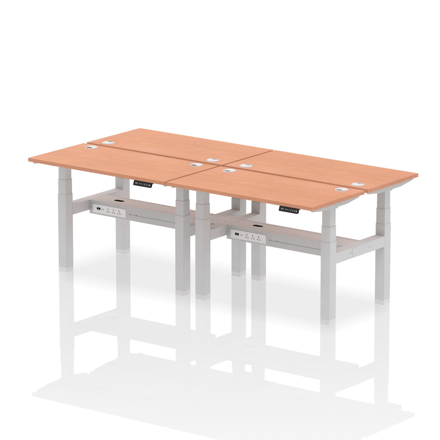 Air Back-to-Back Slimline Height Adjustable Bench Desk - 4 Person - 1200mm, 1400mm, 1600mm, 1800mm - Multiple Colour Options