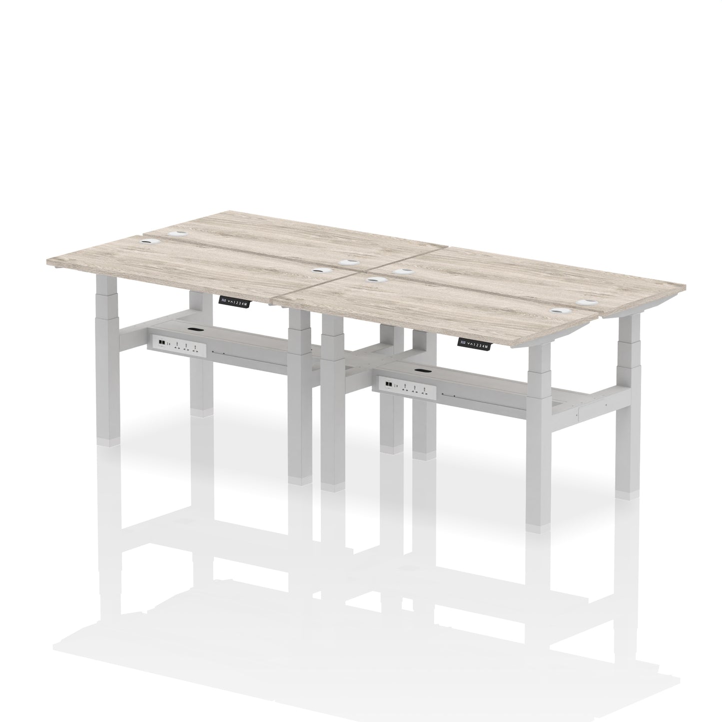 Air Back-to-Back Slimline Height Adjustable Bench Desk - 4 Person - 1200mm, 1400mm, 1600mm, 1800mm - Multiple Colour Options