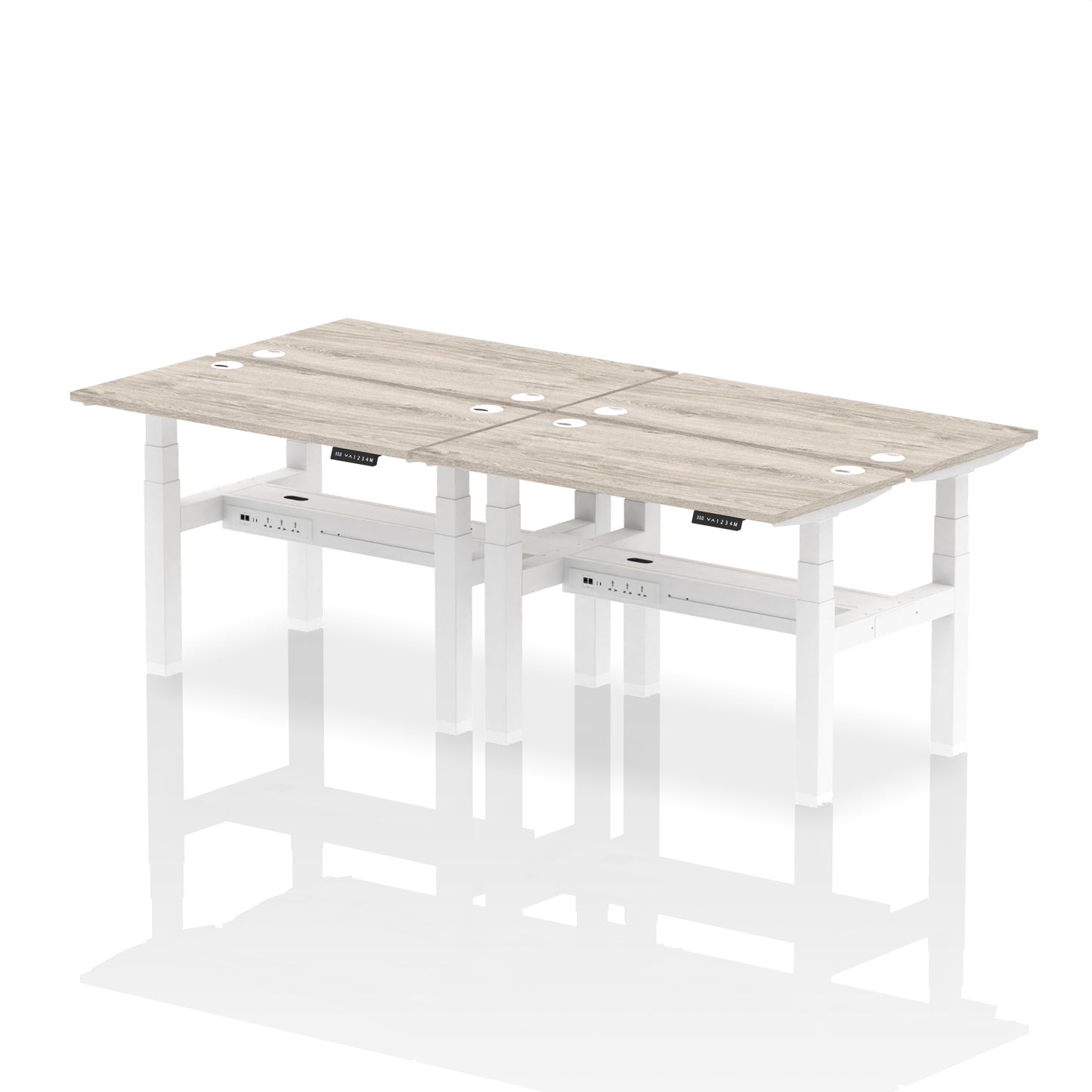Air Back-to-Back Slimline Height Adjustable Bench Desk - 4 Person - 1200mm, 1400mm, 1600mm, 1800mm - Multiple Colour Options