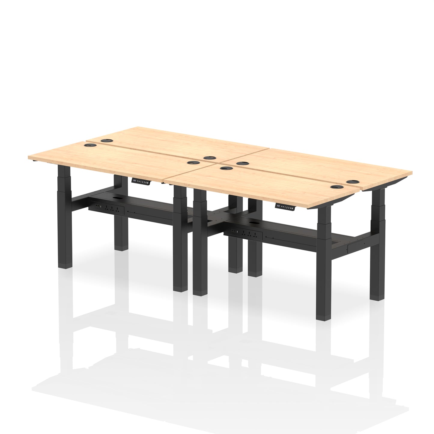 Air Back-to-Back Slimline Height Adjustable Bench Desk - 4 Person - 1200mm, 1400mm, 1600mm, 1800mm - Multiple Colour Options