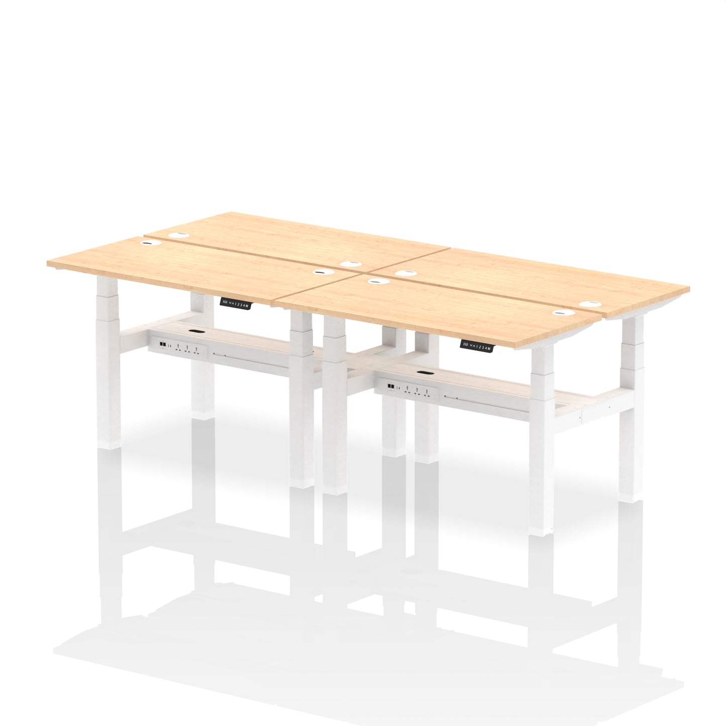 Air Back-to-Back Slimline Height Adjustable Bench Desk - 4 Person - 1200mm, 1400mm, 1600mm, 1800mm - Multiple Colour Options