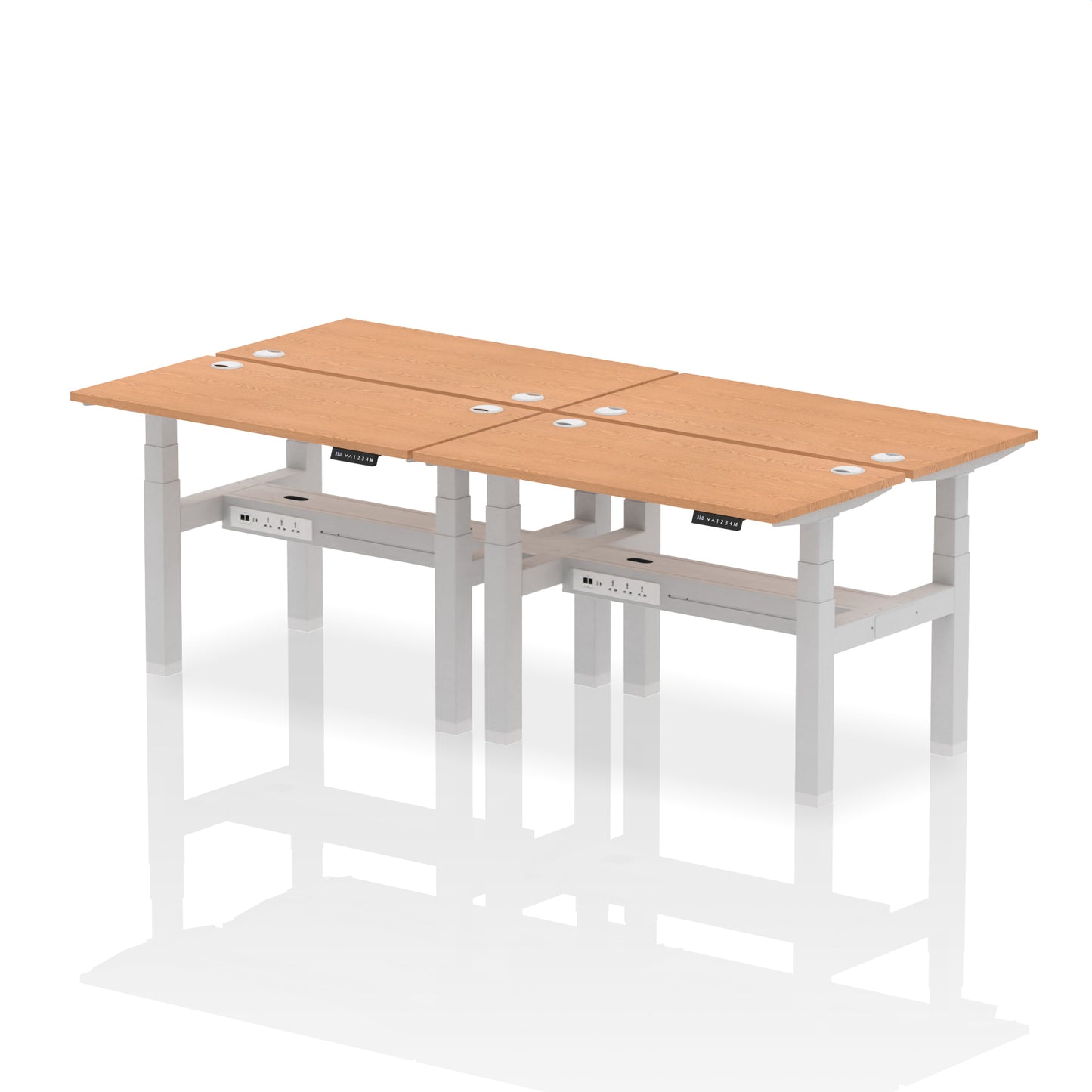 Air Back-to-Back Slimline Height Adjustable Bench Desk - 4 Person - 1200mm, 1400mm, 1600mm, 1800mm - Multiple Colour Options