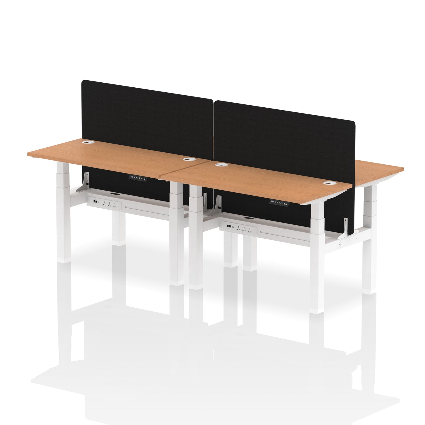 Air Back-to-Back Slimline Height Adjustable Bench Desk - 4 Person with Black Straight Screen - 1200mm, 1400mm, 1600mm, 1800mm - Multiple Colour Options