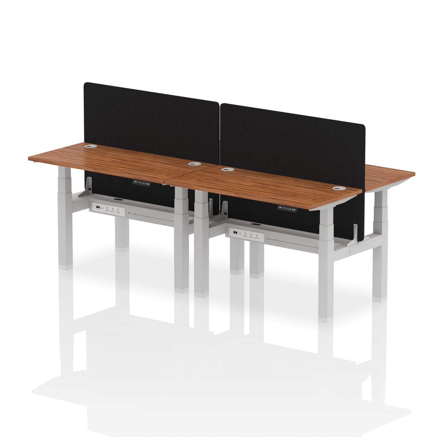 Air Back-to-Back Slimline Height Adjustable Bench Desk - 4 Person with Black Straight Screen - 1200mm, 1400mm, 1600mm, 1800mm - Multiple Colour Options