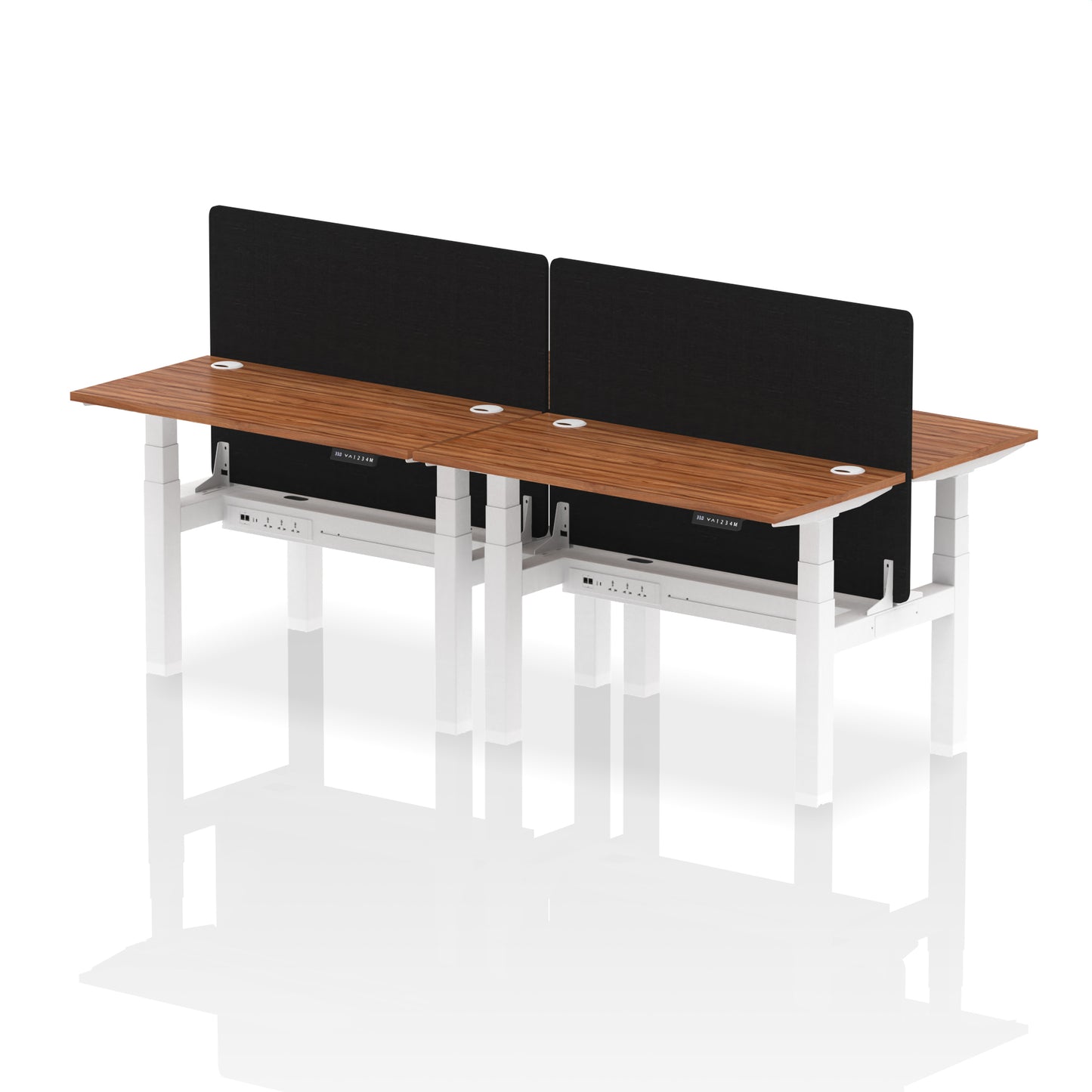 Air Back-to-Back Slimline Height Adjustable Bench Desk - 4 Person with Black Straight Screen - 1200mm, 1400mm, 1600mm, 1800mm - Multiple Colour Options
