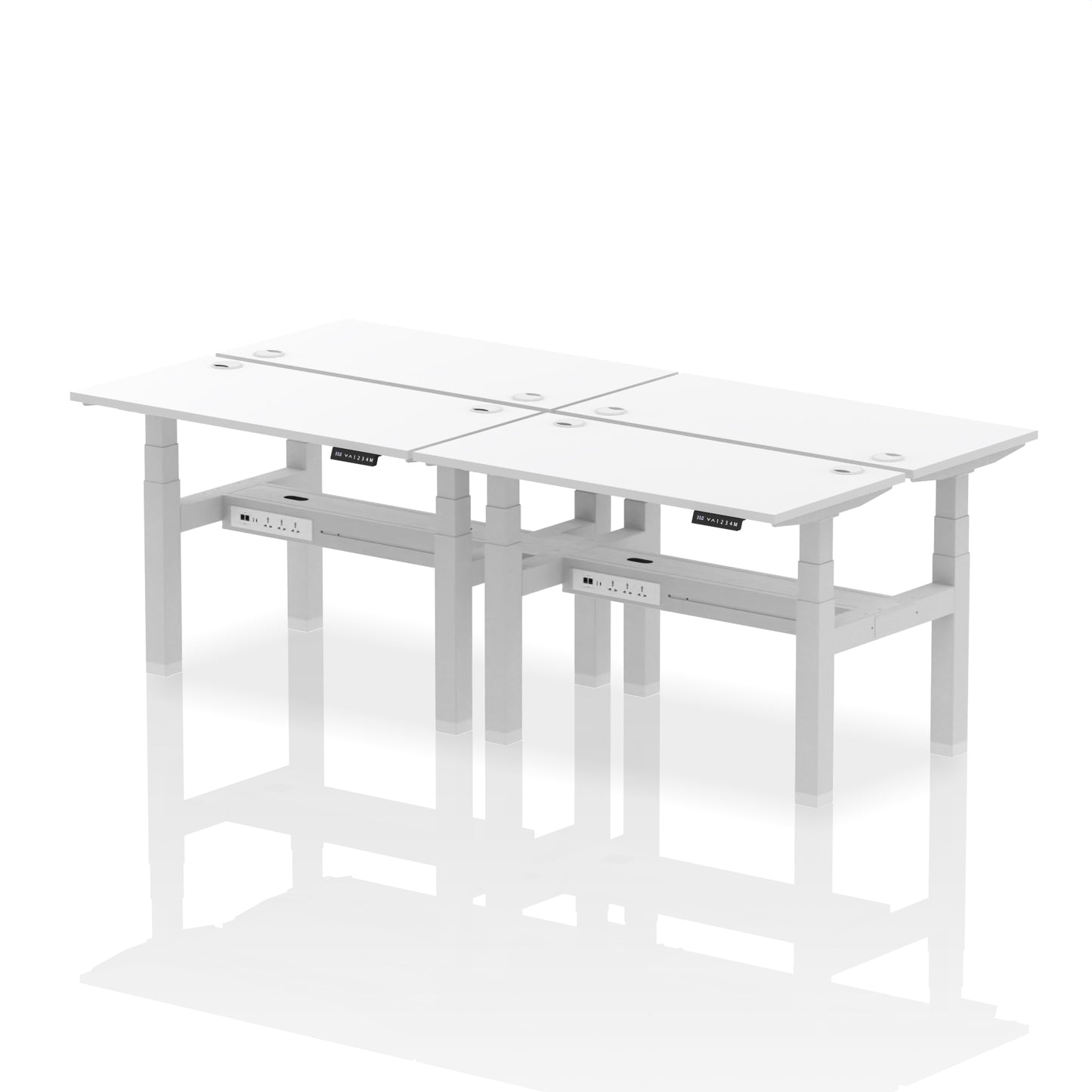 Air Back-to-Back Slimline Height Adjustable Bench Desk - 4 Person - 1200mm, 1400mm, 1600mm, 1800mm - Multiple Colour Options
