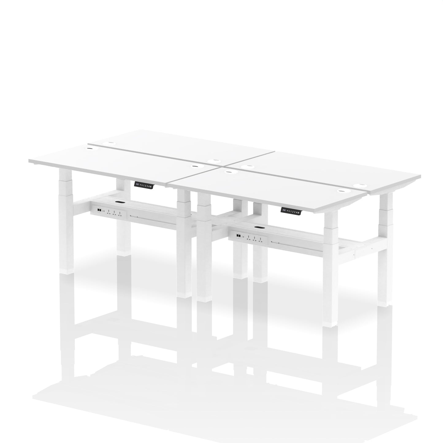 Air Back-to-Back Slimline Height Adjustable Bench Desk - 4 Person - 1200mm, 1400mm, 1600mm, 1800mm - Multiple Colour Options