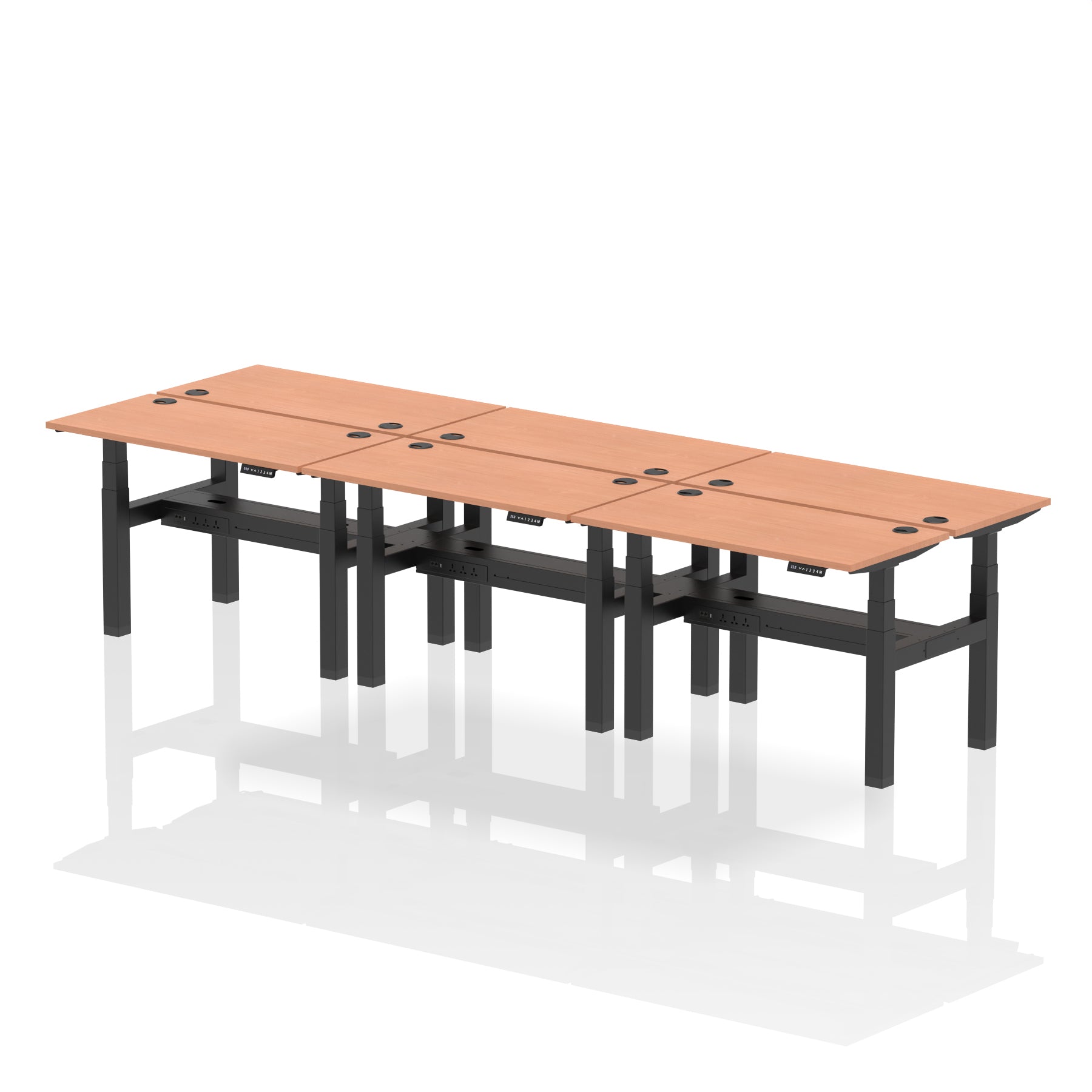 Air Back-to-Back Slimline Height Adjustable Bench Desk - 6 Person - 1200mm, 1400mm, 1600mm, 1800mm - Multiple Colour Options