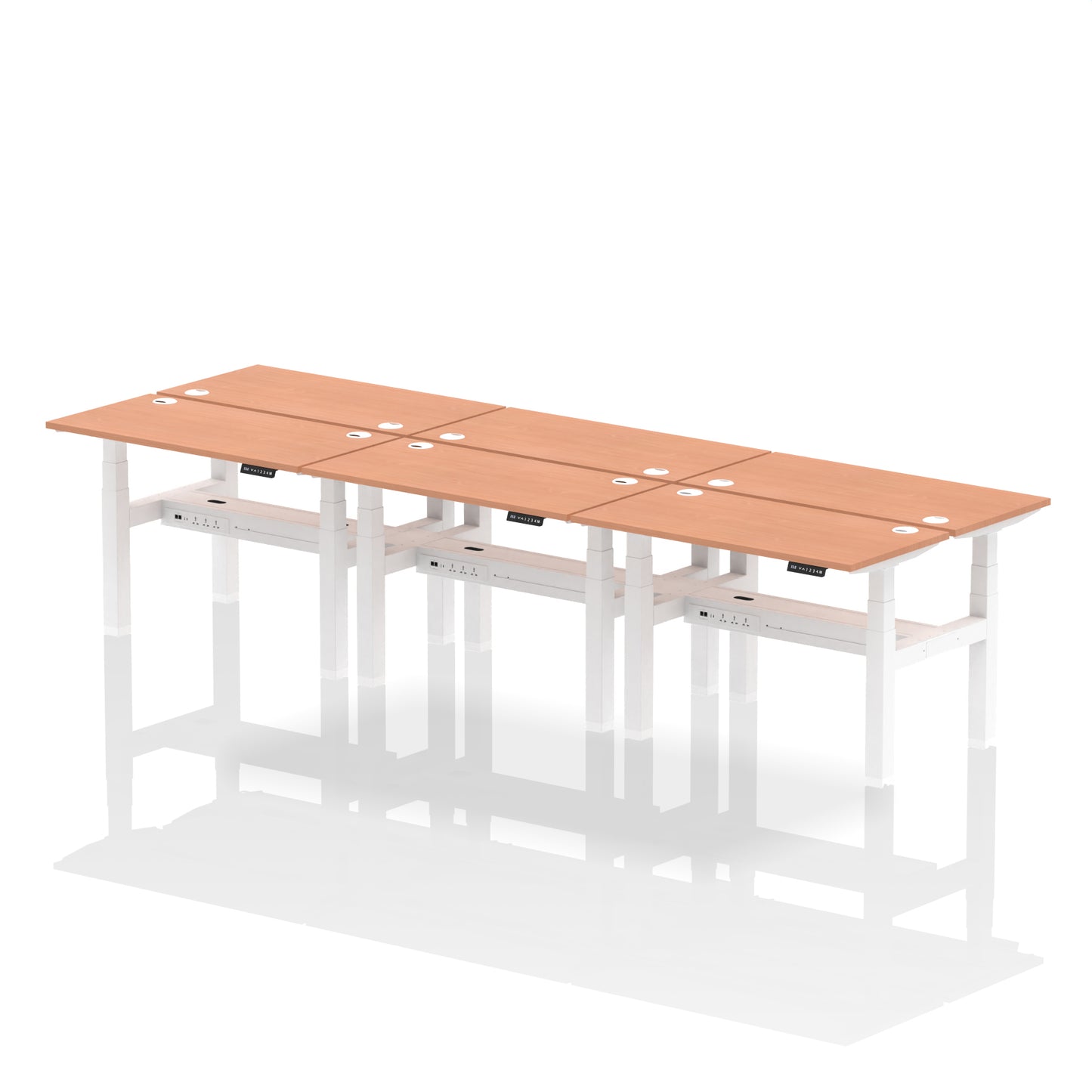 Air Back-to-Back Slimline Height Adjustable Bench Desk - 6 Person - 1200mm, 1400mm, 1600mm, 1800mm - Multiple Colour Options