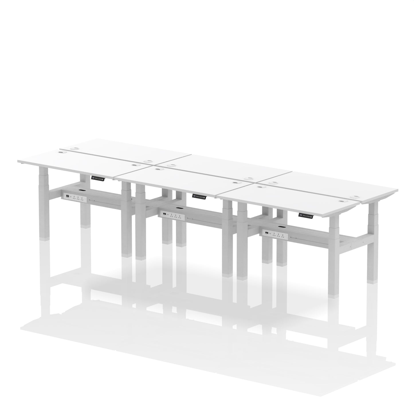 Air Back-to-Back Slimline Height Adjustable Bench Desk - 6 Person - 1200mm, 1400mm, 1600mm, 1800mm - Multiple Colour Options