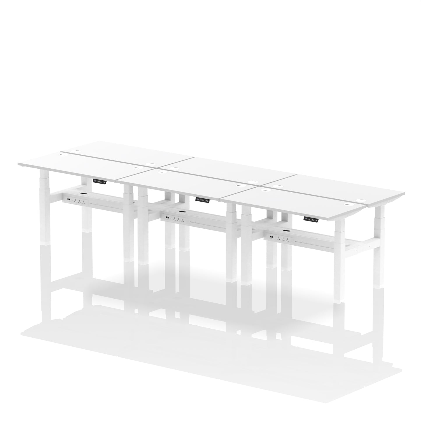 Air Back-to-Back Slimline Height Adjustable Bench Desk - 6 Person - 1200mm, 1400mm, 1600mm, 1800mm - Multiple Colour Options