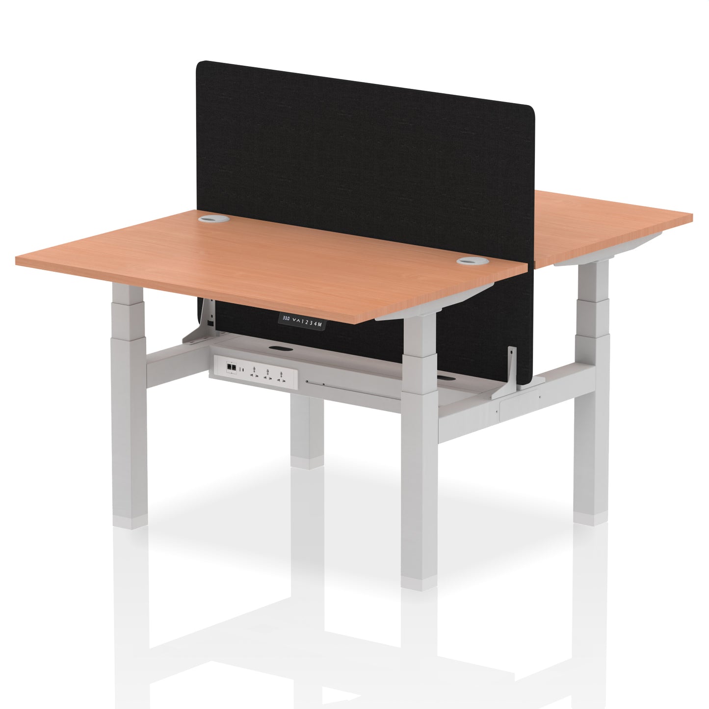 Air Back-to-Back Height Adjustable Bench Desk - 2 Person with Black Straight Screen - 1200mm, 1400mm, 1600mm, 1800mm - Multiple Colour Options